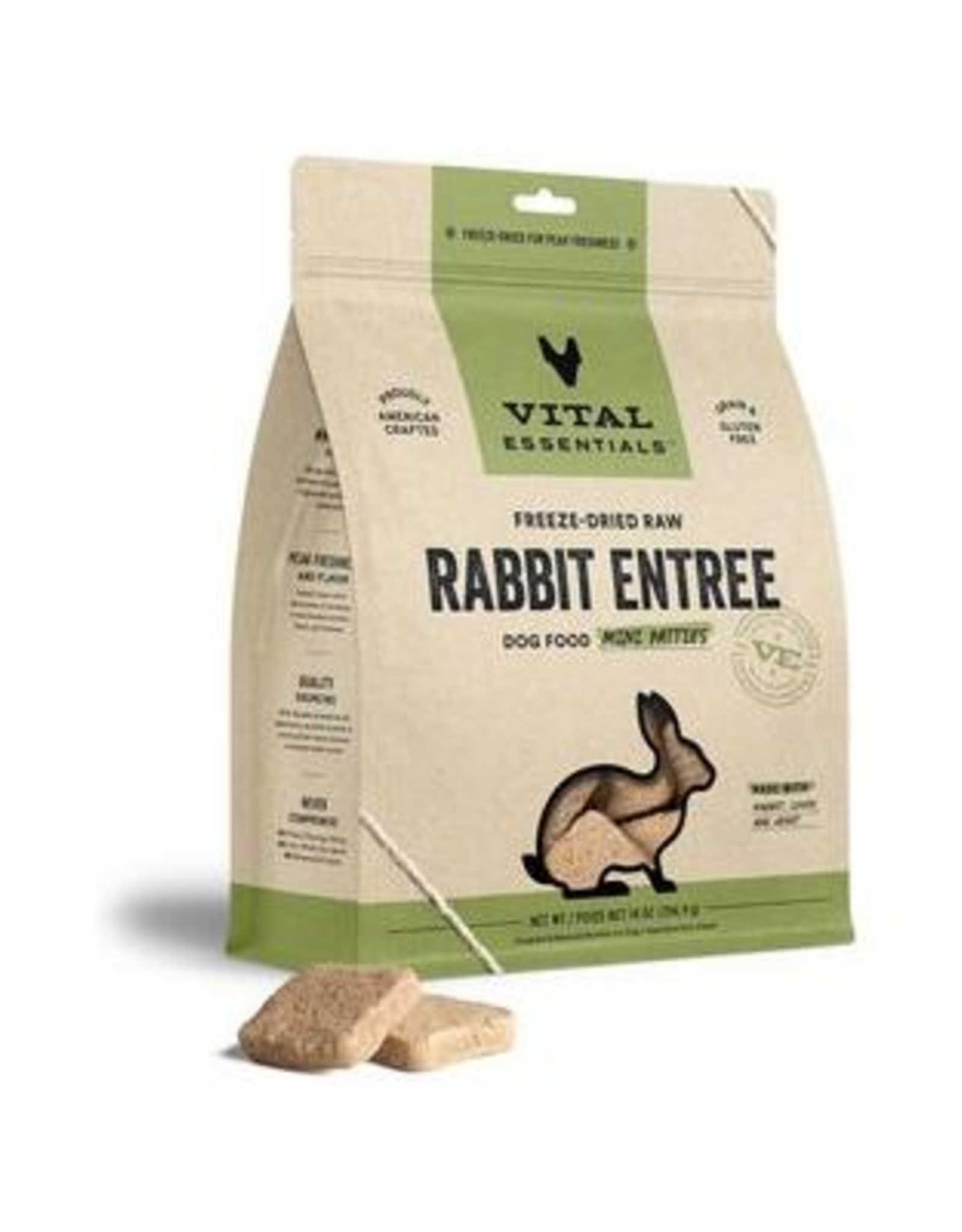 Vital Essentials VITAL ESSENTIAL Freeze-Dried Rabbit Entree Dog Food Mini Patties - 14 oz