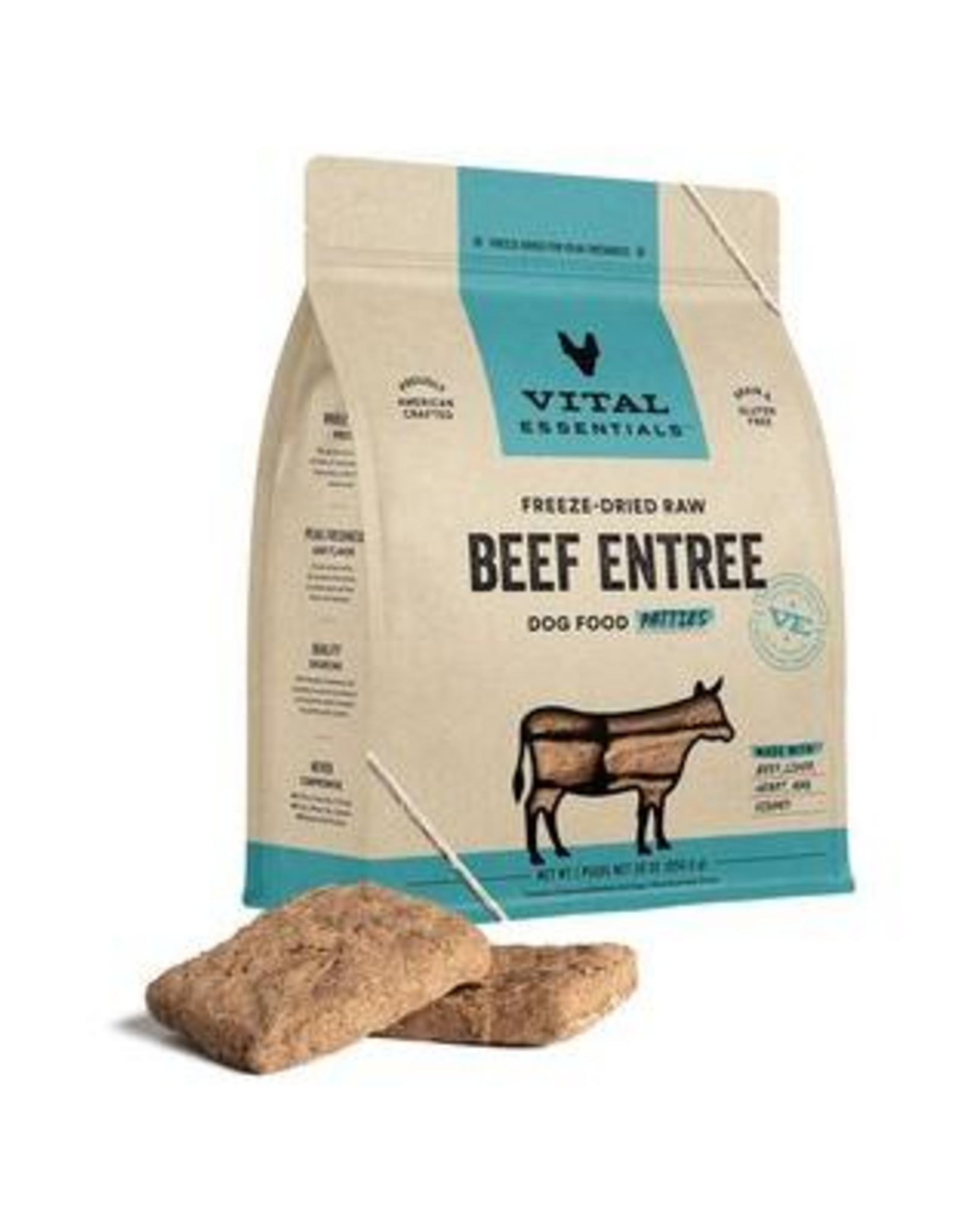 Vital Essentials VITAL ESSENTIALS Freeze-Dried Beef Entree Dog Food Patties - 30 oz
