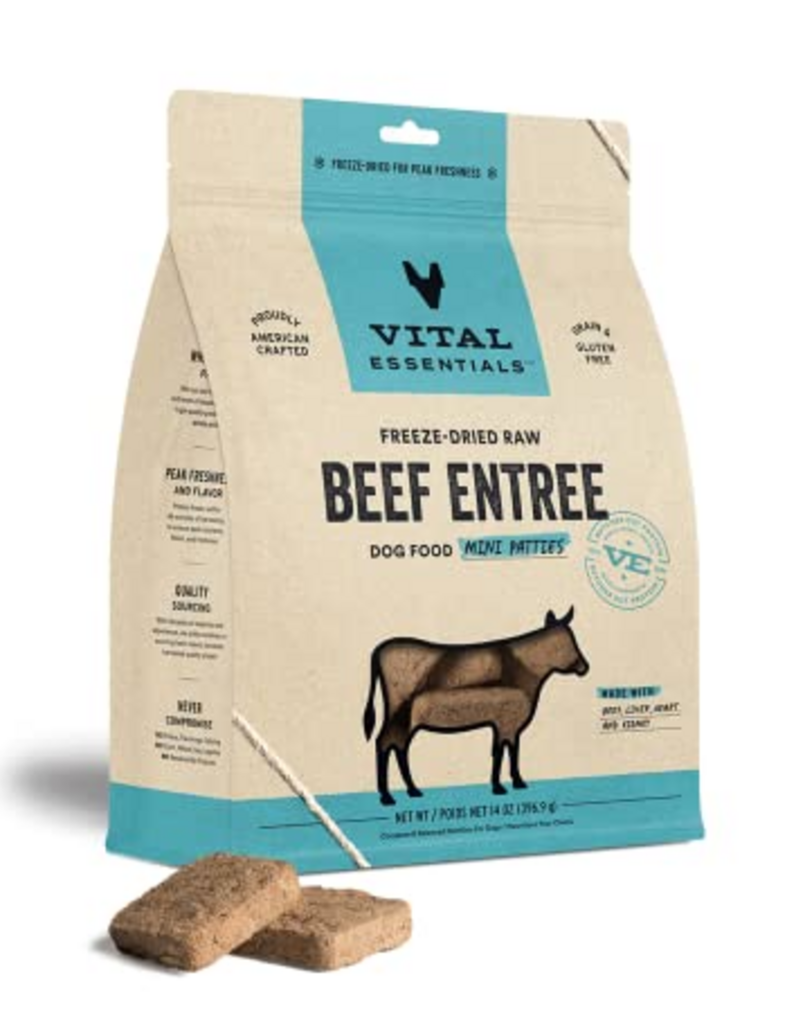 Vital Essentials VITAL ESSENTIALS FREEZE DRIED ENTREE BEEF MINI PATTIES 1LB