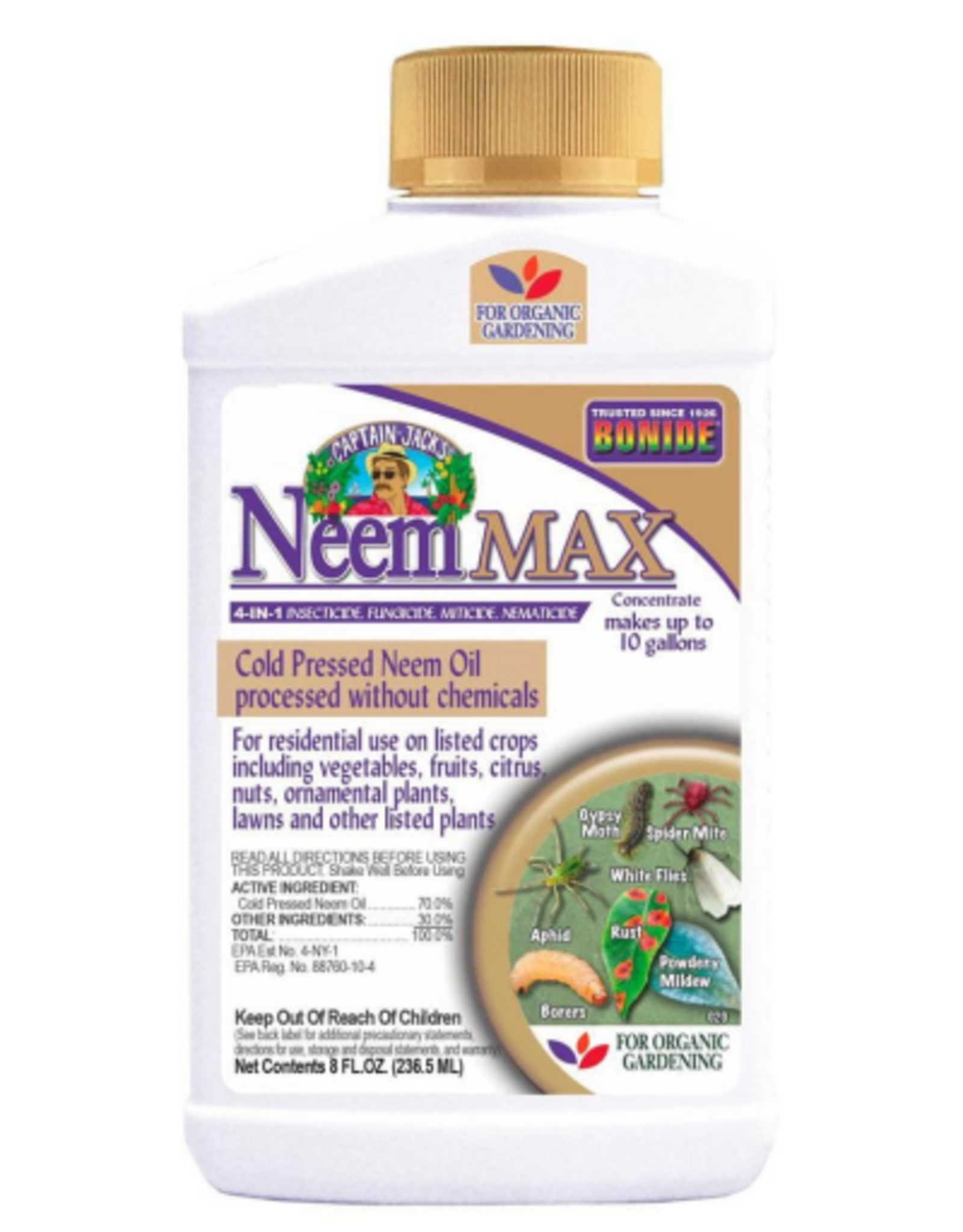 Bonide Captain Jack's Neem Max Concentrate Controls Insects Mites Nematodes and Fungus 8 oz