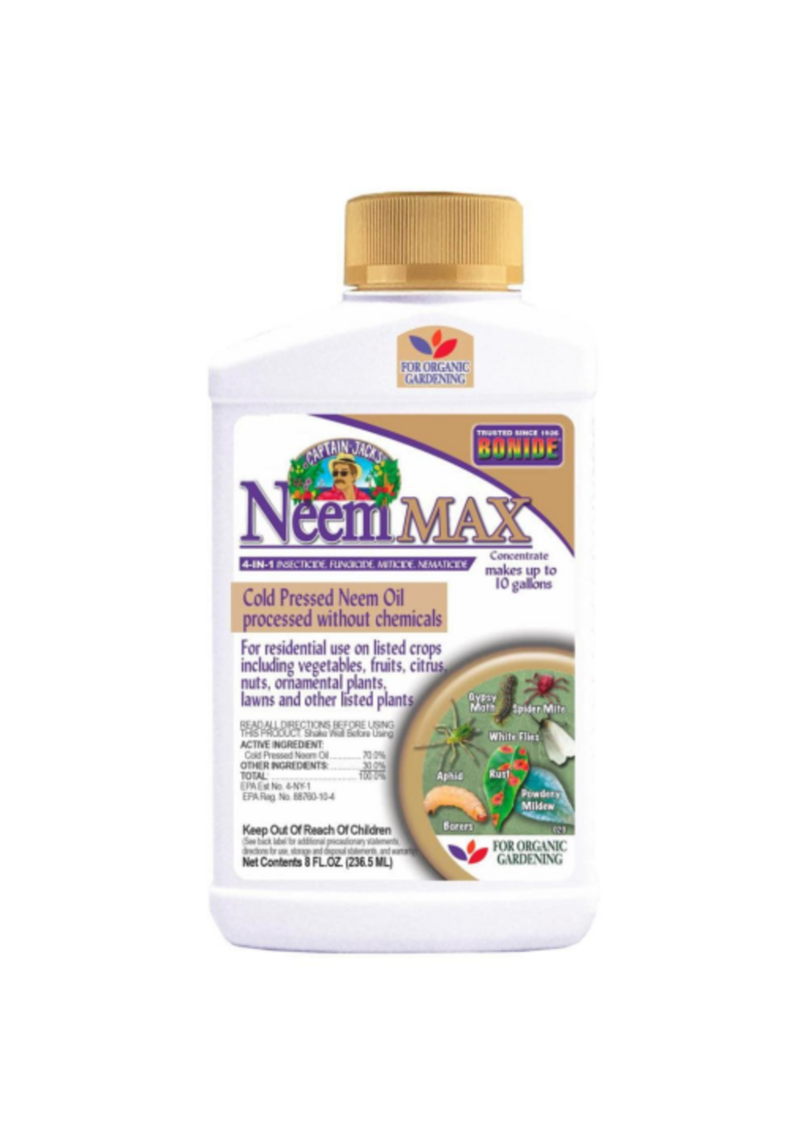 Bonide Captain Jack's Neem Max Concentrate Controls Insects Mites Nematodes and Fungus 8 oz