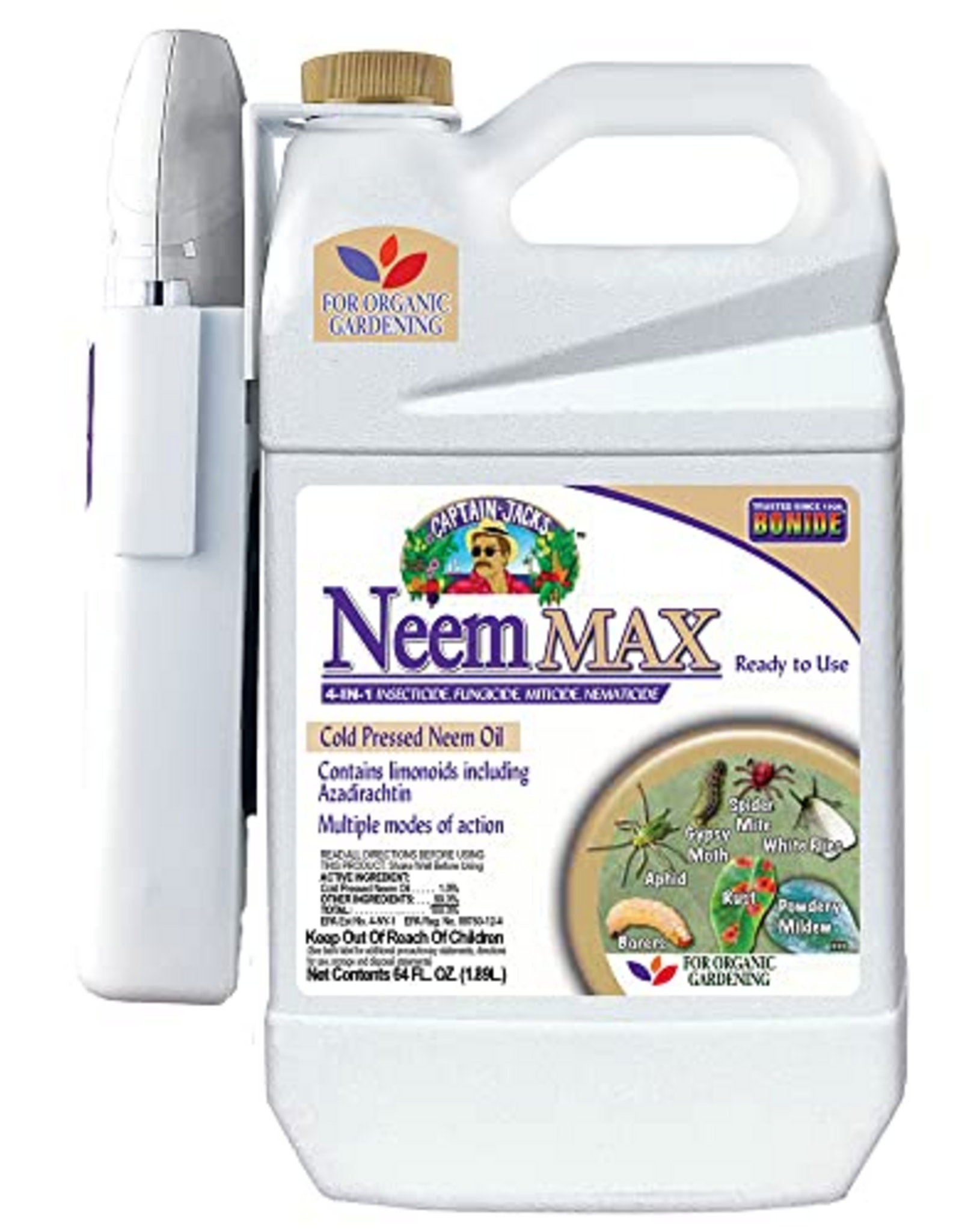 Bonide Captain Jack's Neem Max RTU Spray for Fungus Insect Mite & Nematode Control - 64 oz