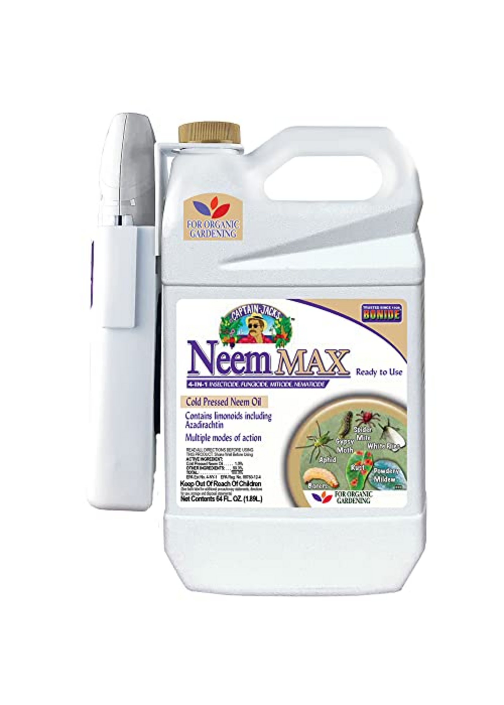Bonide Captain Jack's Neem Max RTU Spray for Fungus Insect Mite & Nematode Control - 64 oz