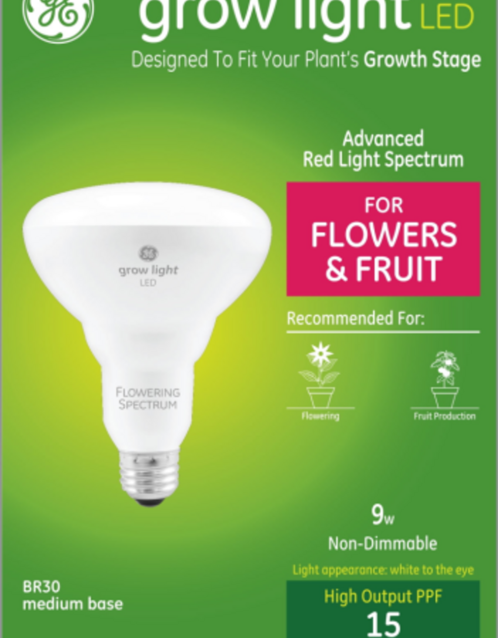 GE GE Grow LED Light Bulbs for Fruits and Flowers Indoor Floodlight - 9 Watts, Medium