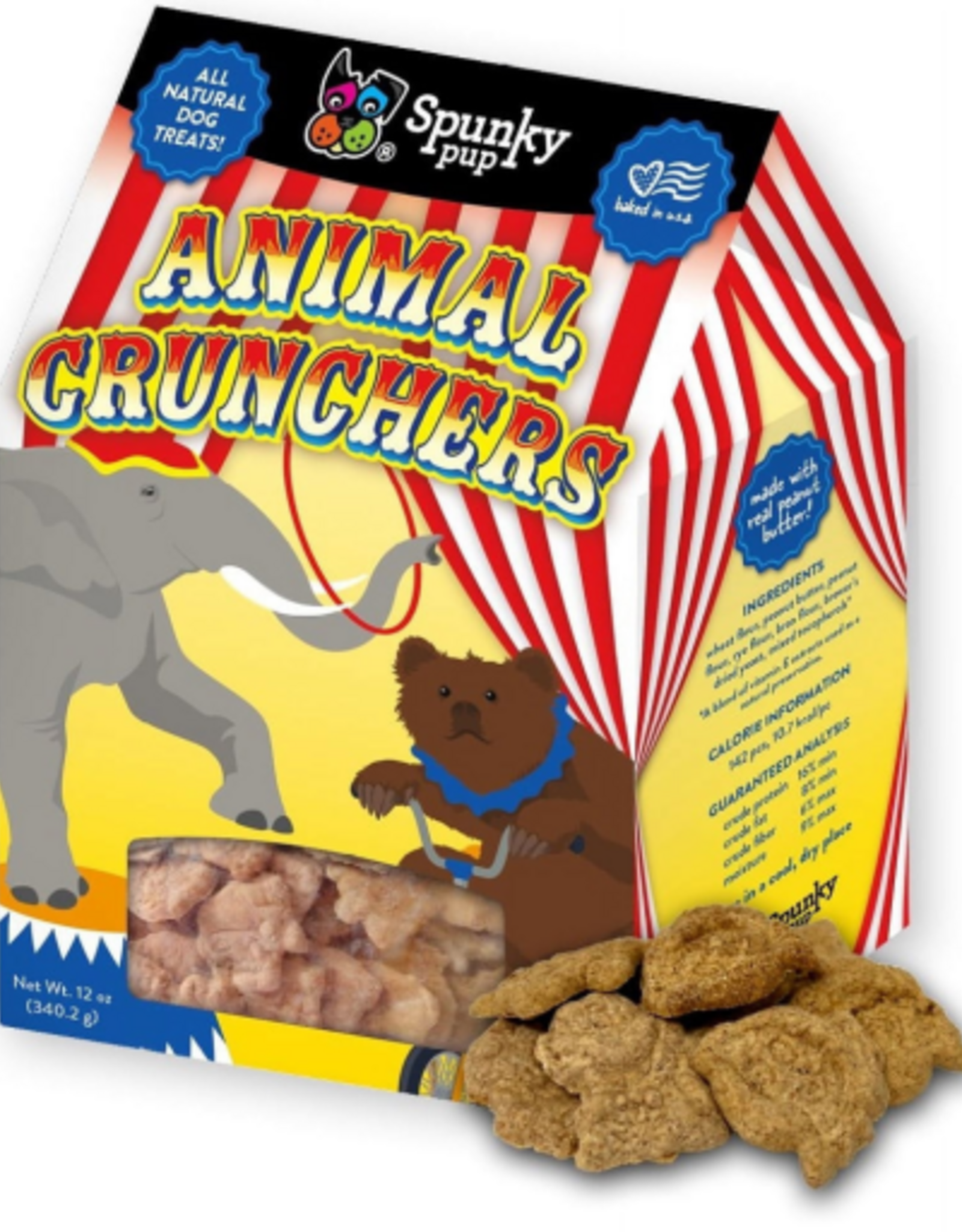 Spunky Pup Spunky Pup Animal Crunchers Dog Biscuit Treat Peanut Butter Flavor - 12 oz