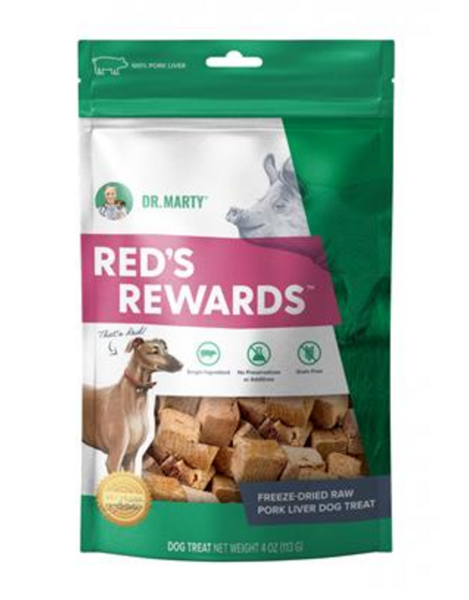 Dr. Marty Dr. Marty Red's Rewards Pork Liver Dog Treat - 4 oz