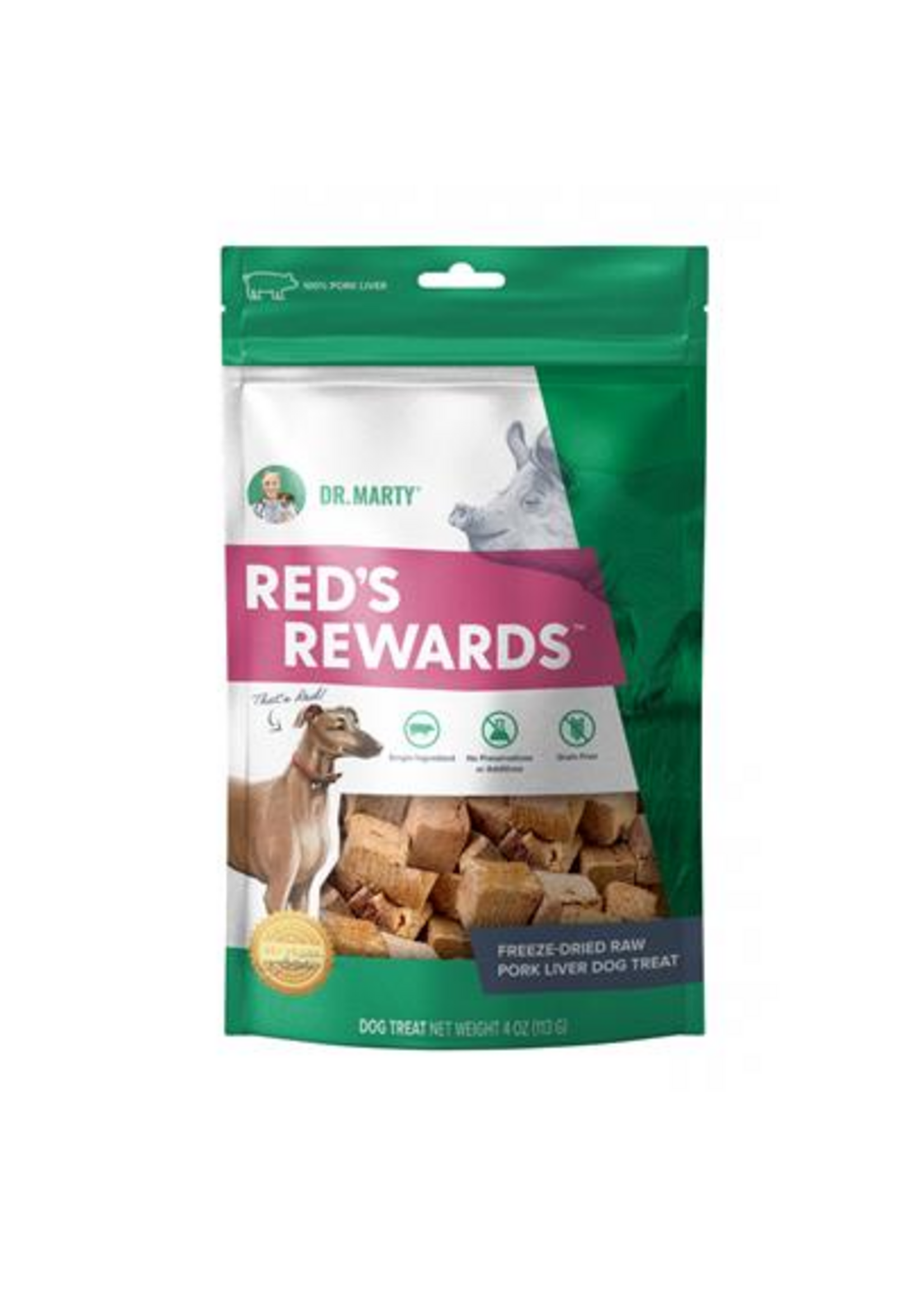 Dr. Marty Dr. Marty Red's Rewards Pork Liver Dog Treat - 4 oz