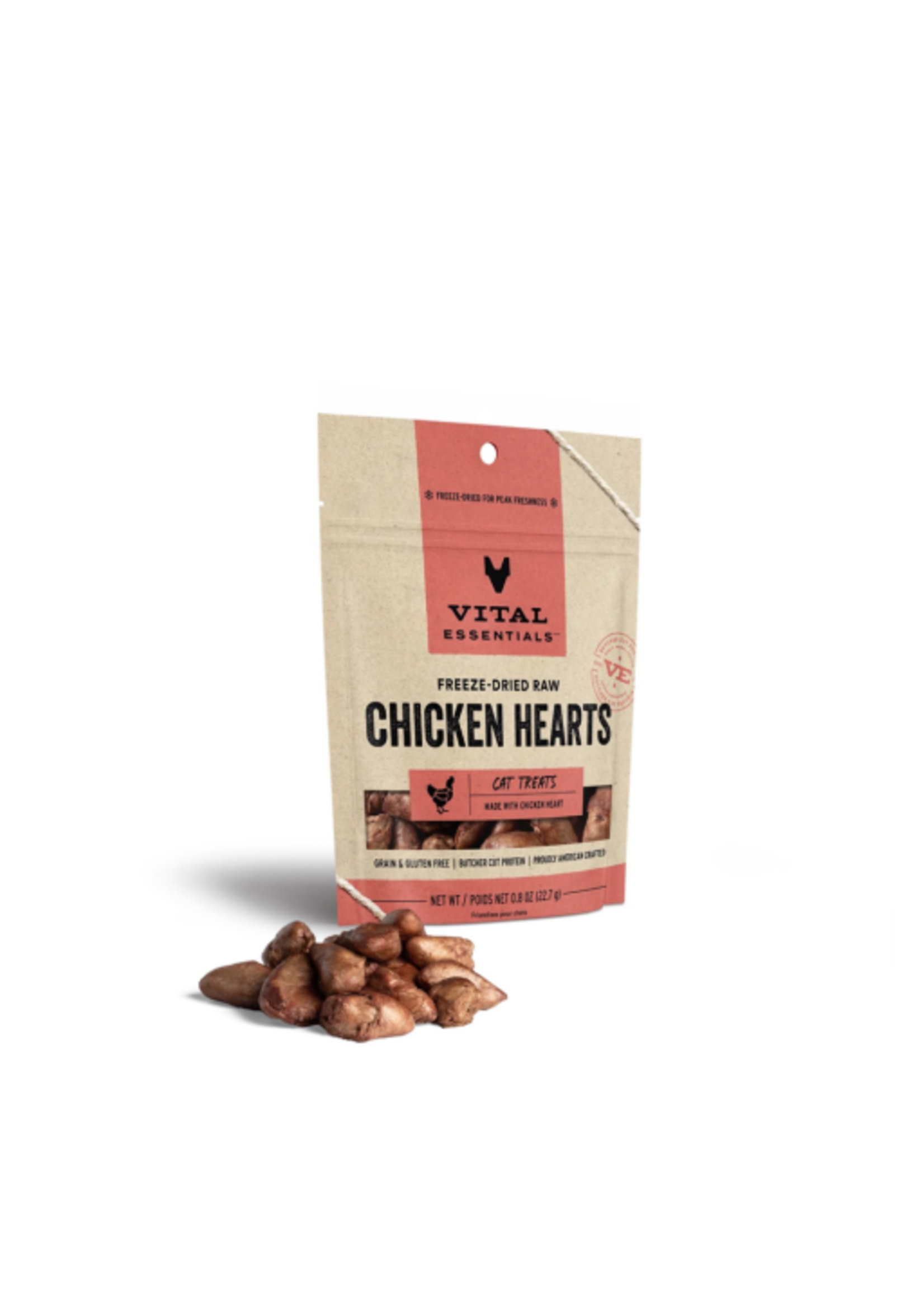 Vital Essentials Vital Essentials Freeze-Dried Chicken Hearts Cat Treats - 0.8 oz