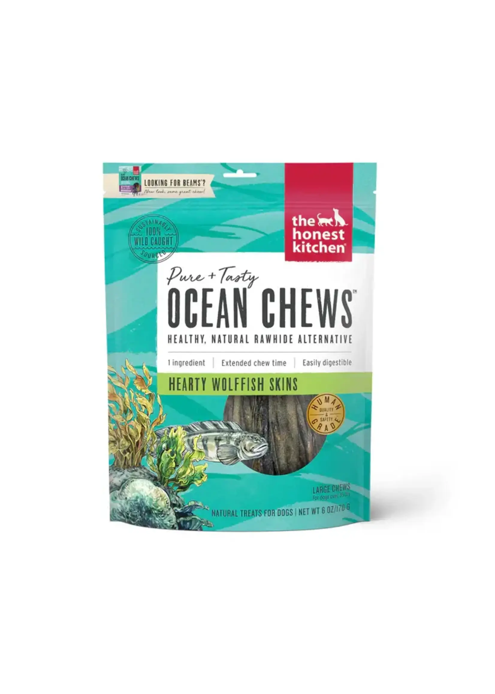 The Honest Kitchen The Honest Kitchen Ocean Chews Hearty Wolffish Skins Large - 6 oz