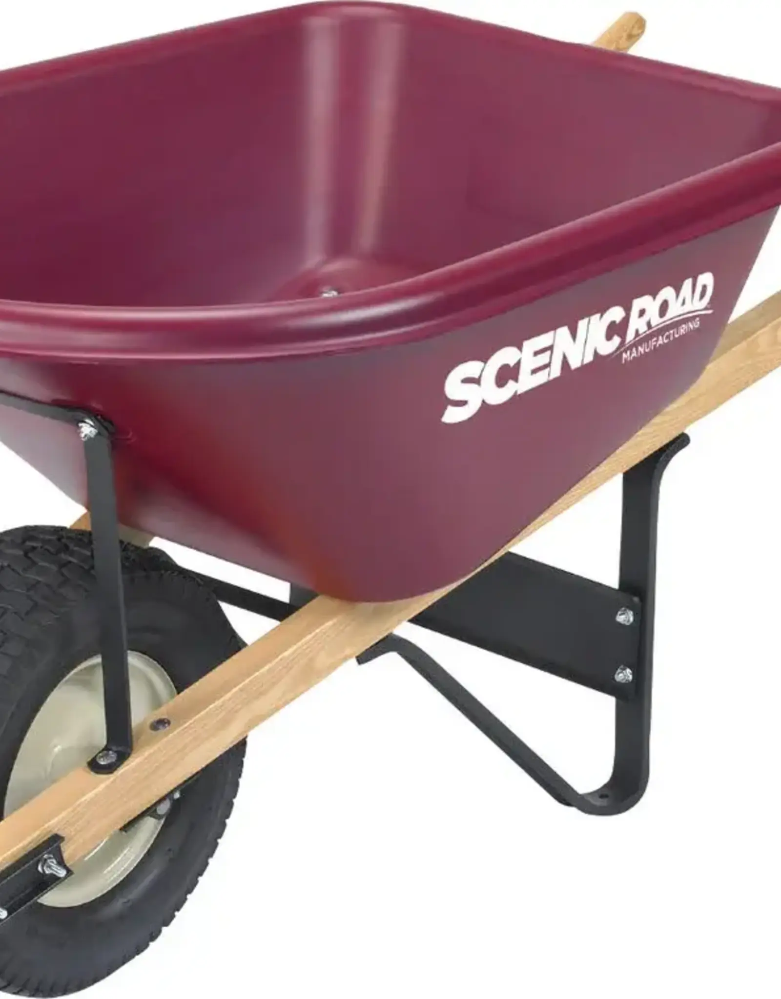 Scenic Road Single Wheel Wheelbarrow Turf Tire - 6 cu ft, Maroon