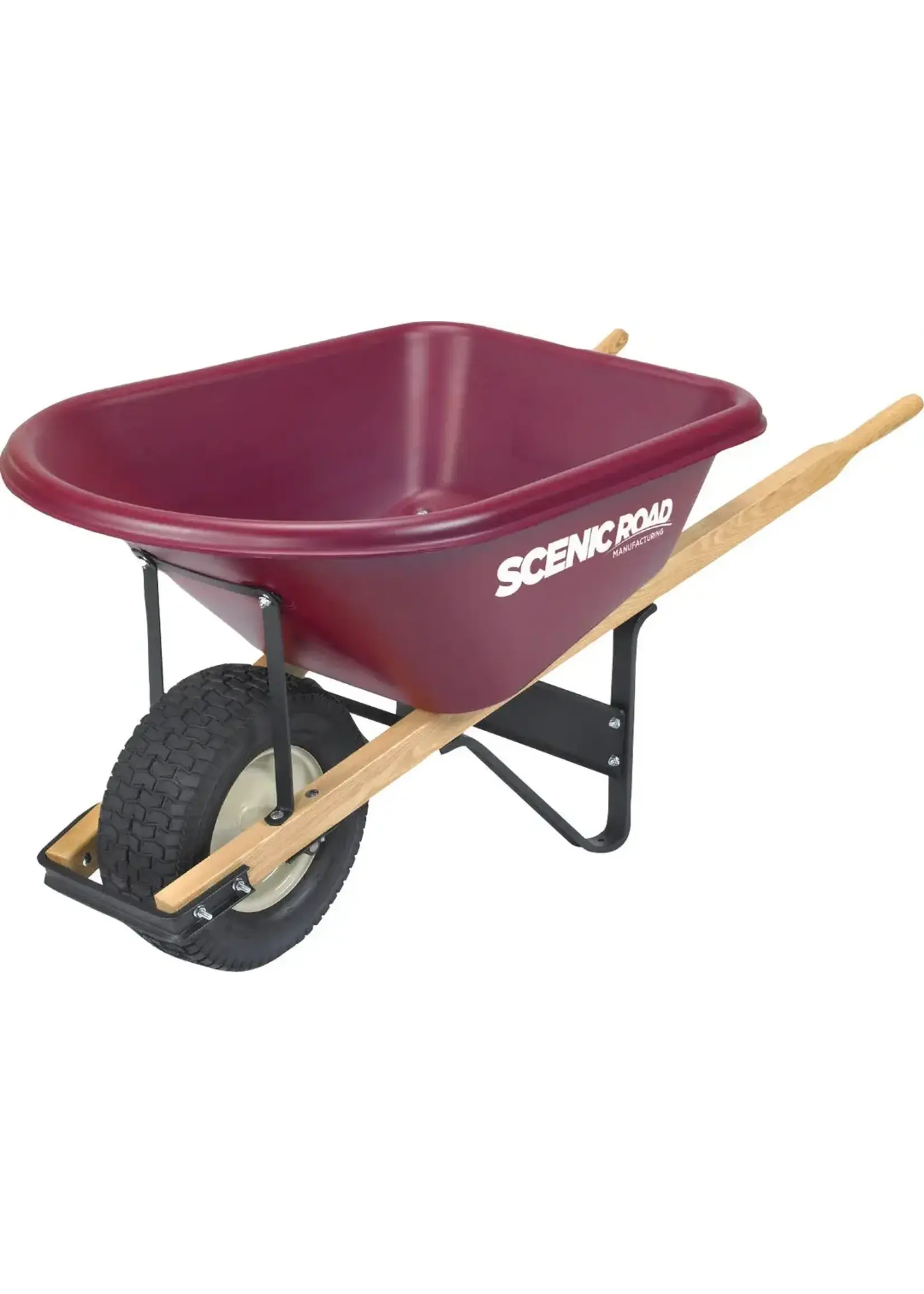 Scenic Road Single Wheel Wheelbarrow Turf Tire - 6 cu ft, Maroon