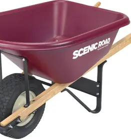 Scenic Road Single Wheel Wheelbarrow Turf Tire - 6 cu ft, Maroon