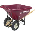 Scenic Road Dual Wheel Wheelbarrow Ribbed Tire - 10 cu ft, Maroon