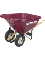 Scenic Road Dual Wheel Wheelbarrow Ribbed Tire - 10 cu ft, Maroon