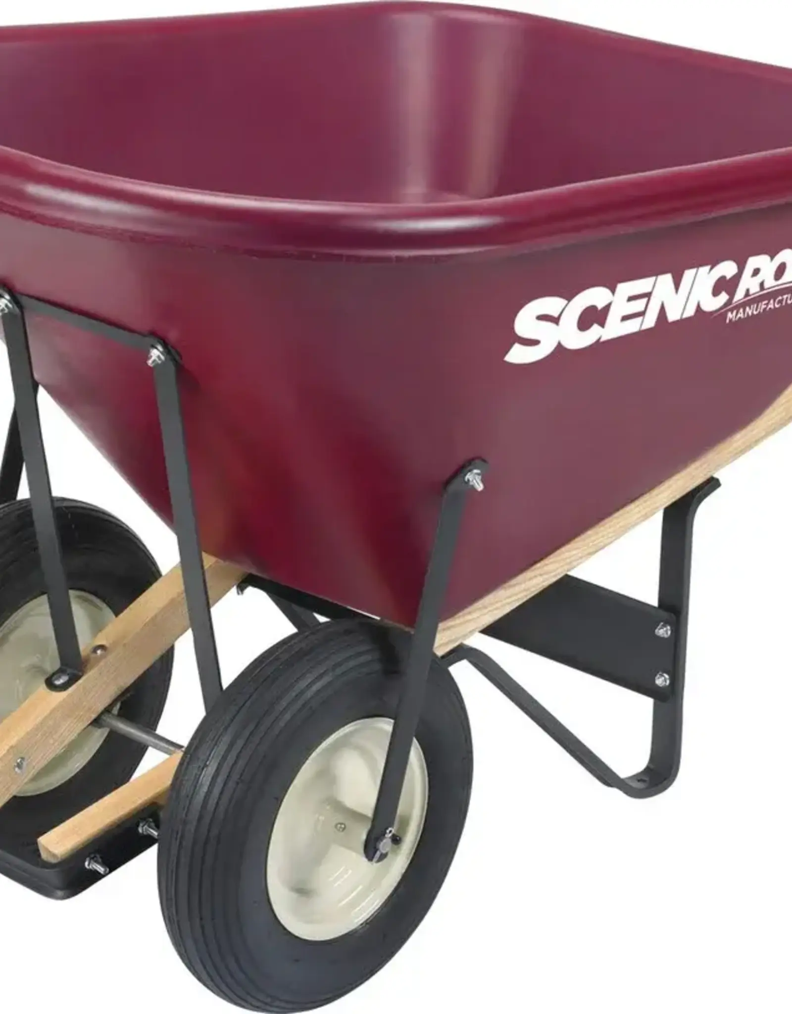 Scenic Road Dual Wheel Wheelbarrow Ribbed Tire - 10 cu ft, Maroon