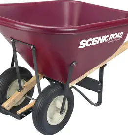 Scenic Road Dual Wheel Wheelbarrow Ribbed Tire - 10 cu ft, Maroon