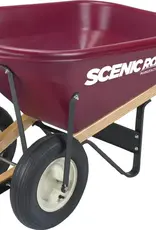 Scenic Road Dual Wheel Wheelbarrow Ribbed Tire - 8 cu ft, Maroon