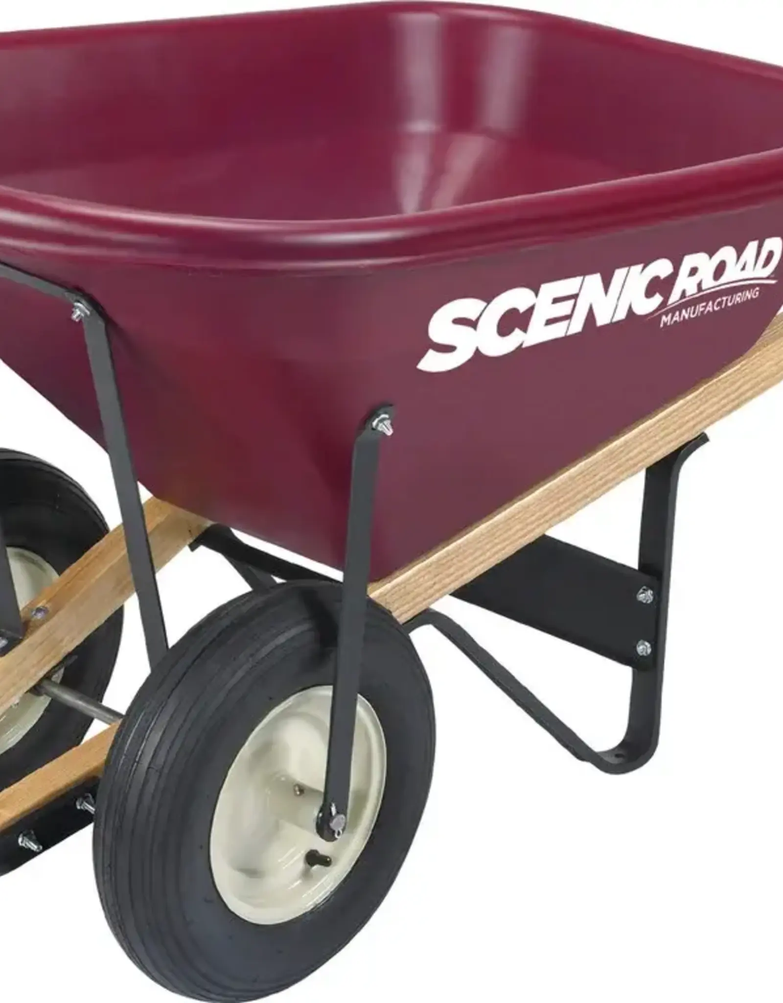 Scenic Road Dual Wheel Wheelbarrow Ribbed Tire - 8 cu ft, Maroon