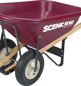 Scenic Road Dual Wheel Wheelbarrow Ribbed Tire - 8 cu ft, Maroon