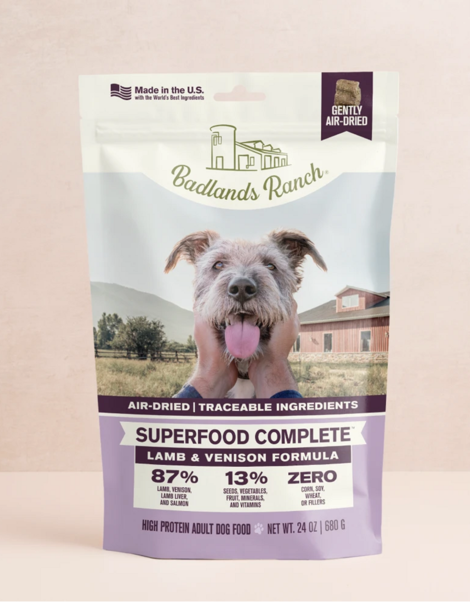 Badlands Ranch Superfood Complete Air-Dried Dog Food - Lamb & Venison Formula - 11.5 oz