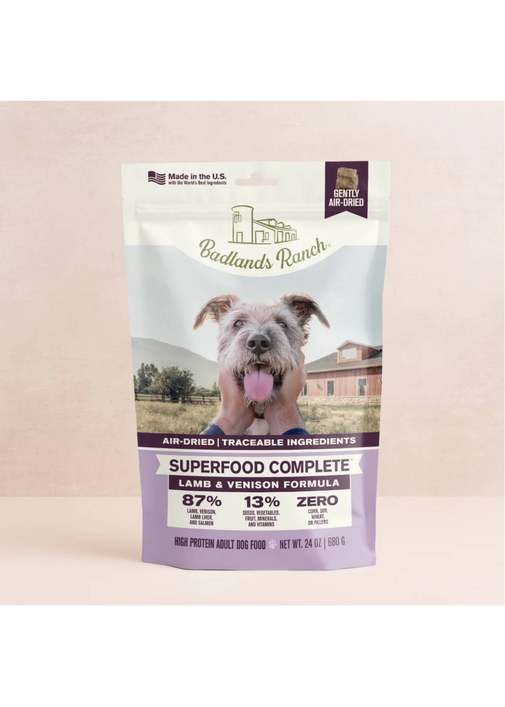 Badlands Ranch Superfood Complete Air-Dried Dog Food - Lamb & Venison Formula - 11.5 oz