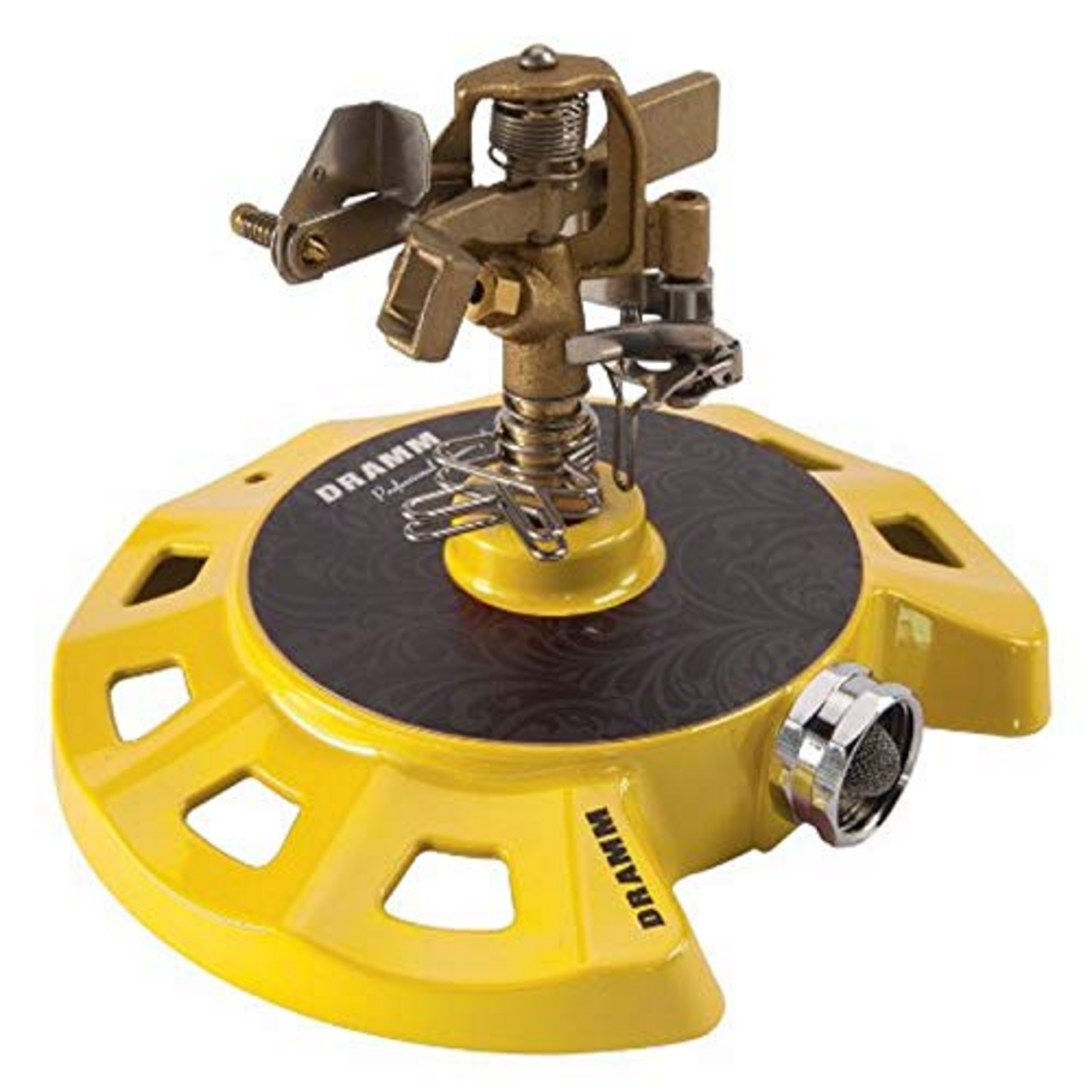 Dramm Impulse Sprinkler with a Heavy-Duty Metal Circular Base - Yellow