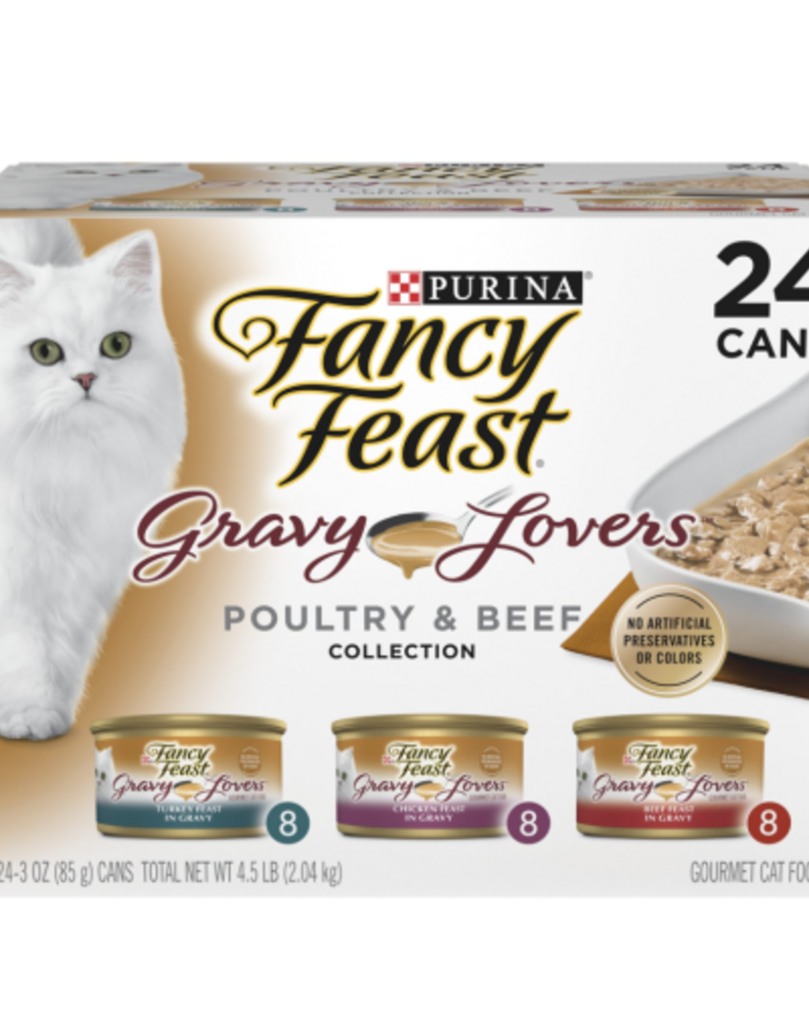 Fancy Feast Purina Fancy Feast Gravy Lovers Poultry and Beef Gourmet Wet Cat Food Gravy Recipe Variety Pack 3oz (24 Pack)
