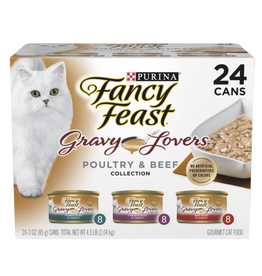 Fancy Feast Purina Fancy Feast Gravy Lovers Poultry and Beef Gourmet Wet Cat Food Gravy Recipe Variety Pack 3oz (24 Pack)