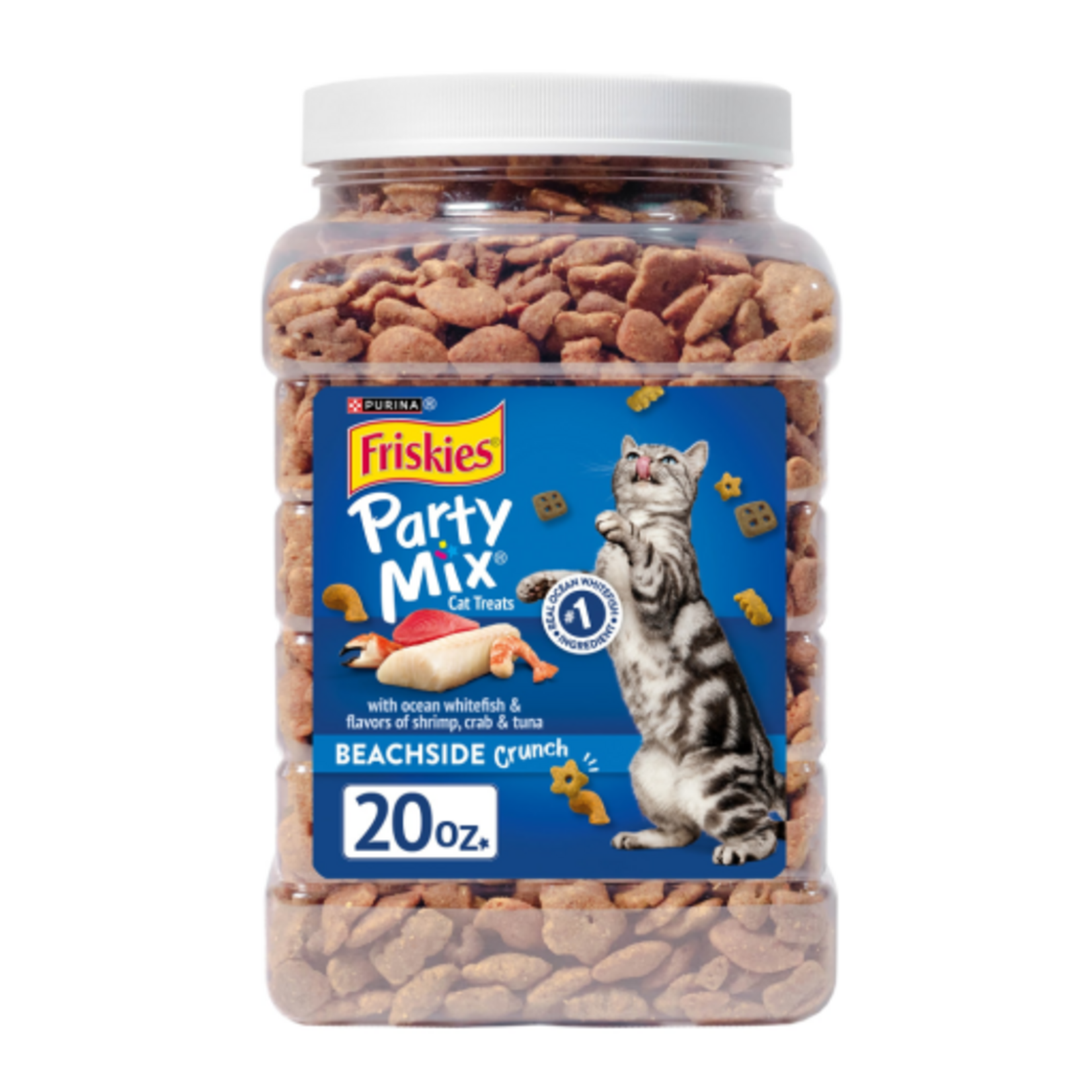 Friskies Purina Friskies Party Mix Cat Treats  Beachside Crunch Snacks  20 oz. Canister