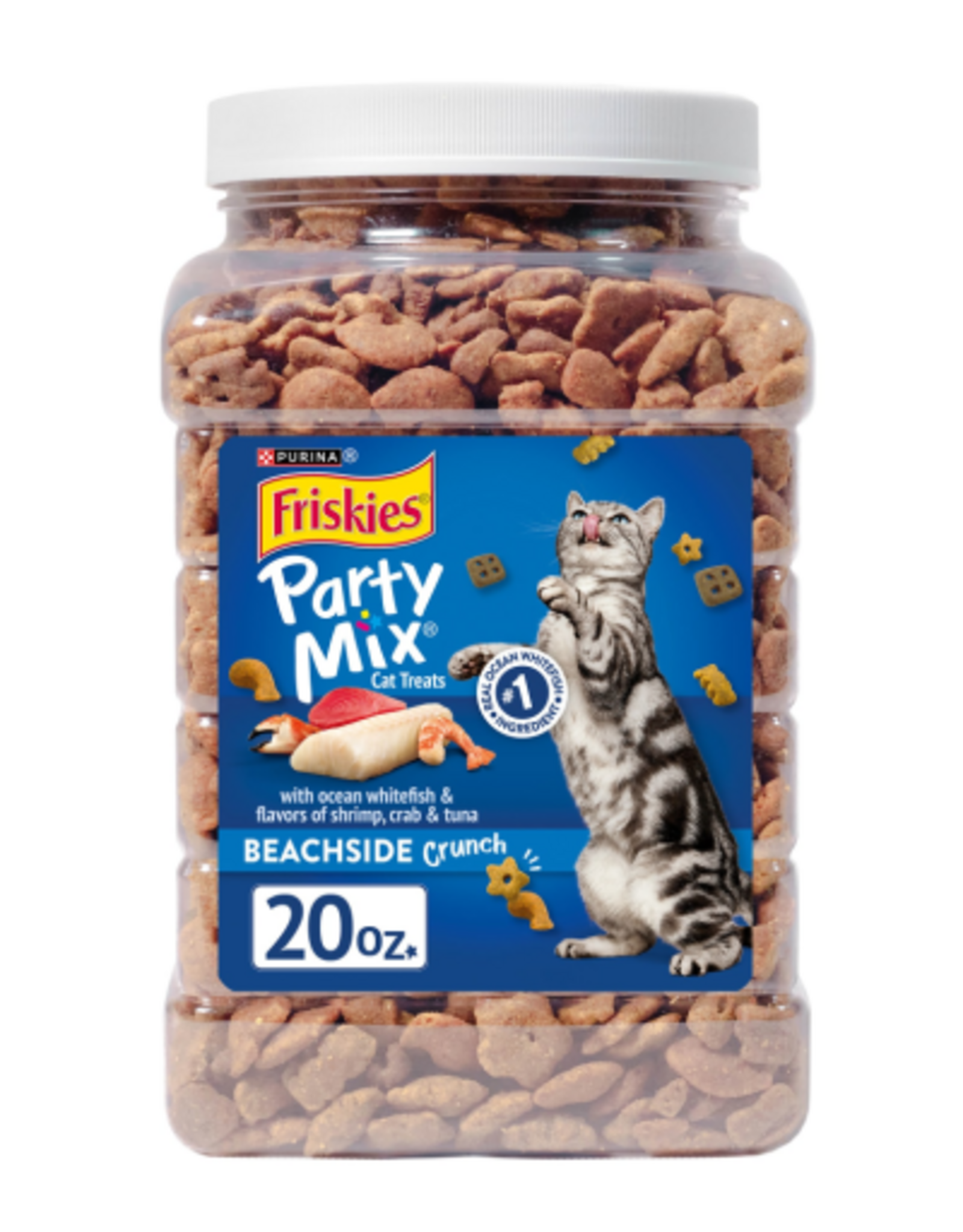 Friskies Purina Friskies Party Mix Cat Treats  Beachside Crunch Snacks  20 oz. Canister