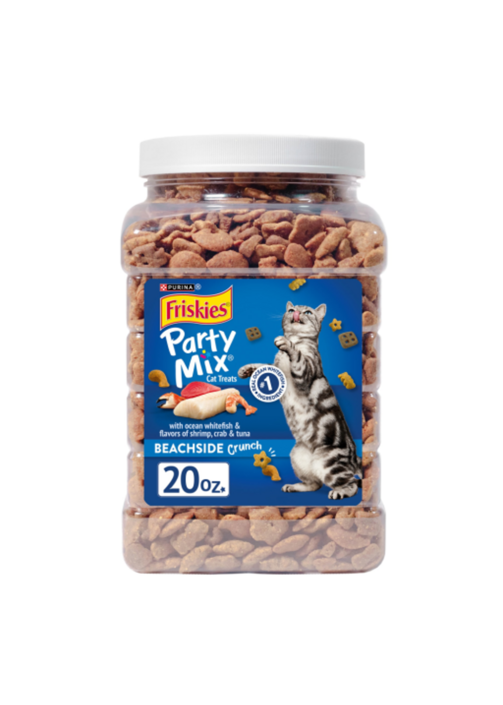 Friskies Purina Friskies Party Mix Cat Treats  Beachside Crunch Snacks  20 oz. Canister