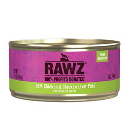 RAWZ Rawz Natural Premium Pate Canned Cat Wet Food - Made with Real Meat Ingredients No BPA or Gums - 5.5oz Cans 24 Count (Chicken & Chicken Liver)