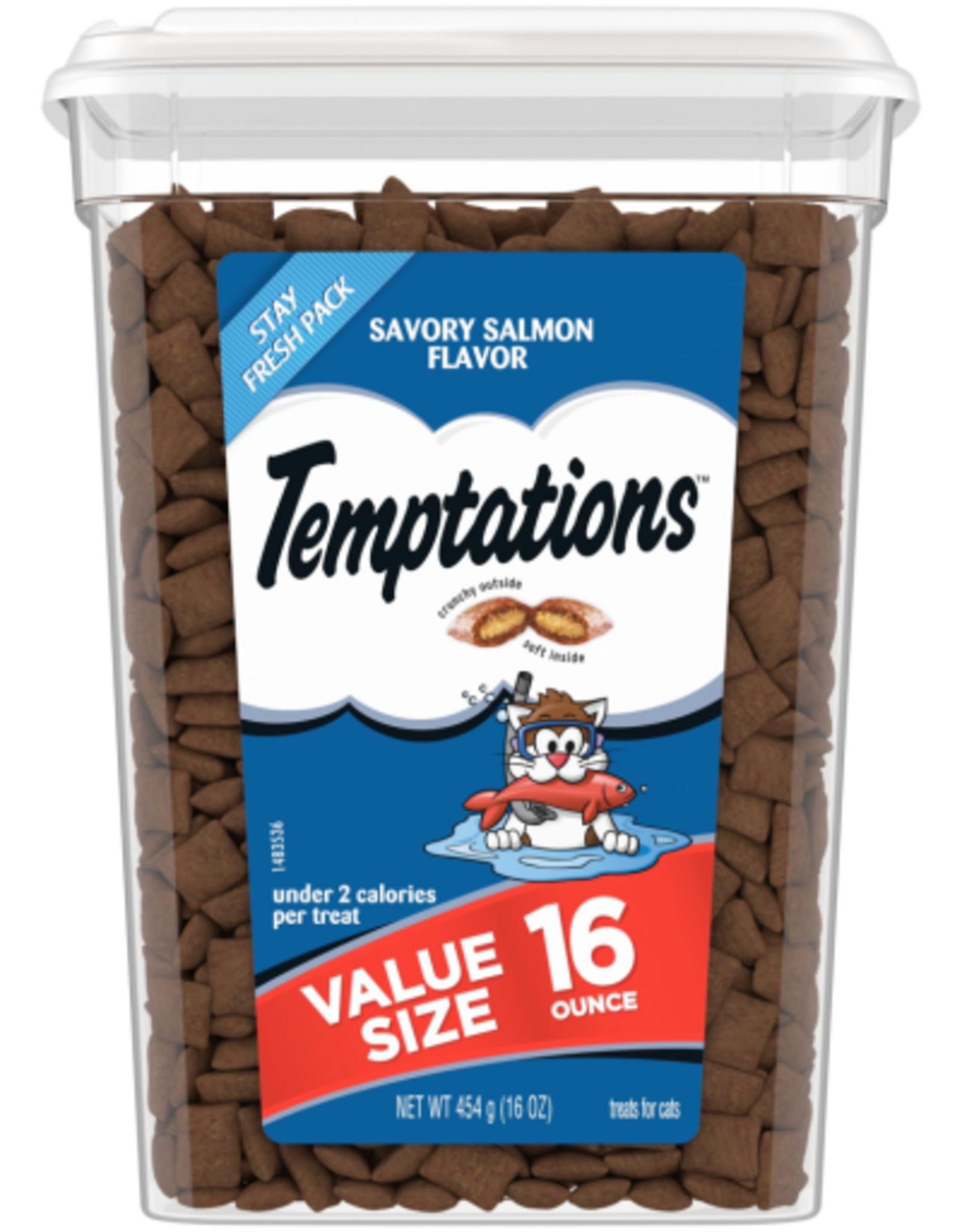 Temptations Temptations Classic Savory Salmon Flavor Crunchy And Soft Treats For Cats  16 Oz Tub