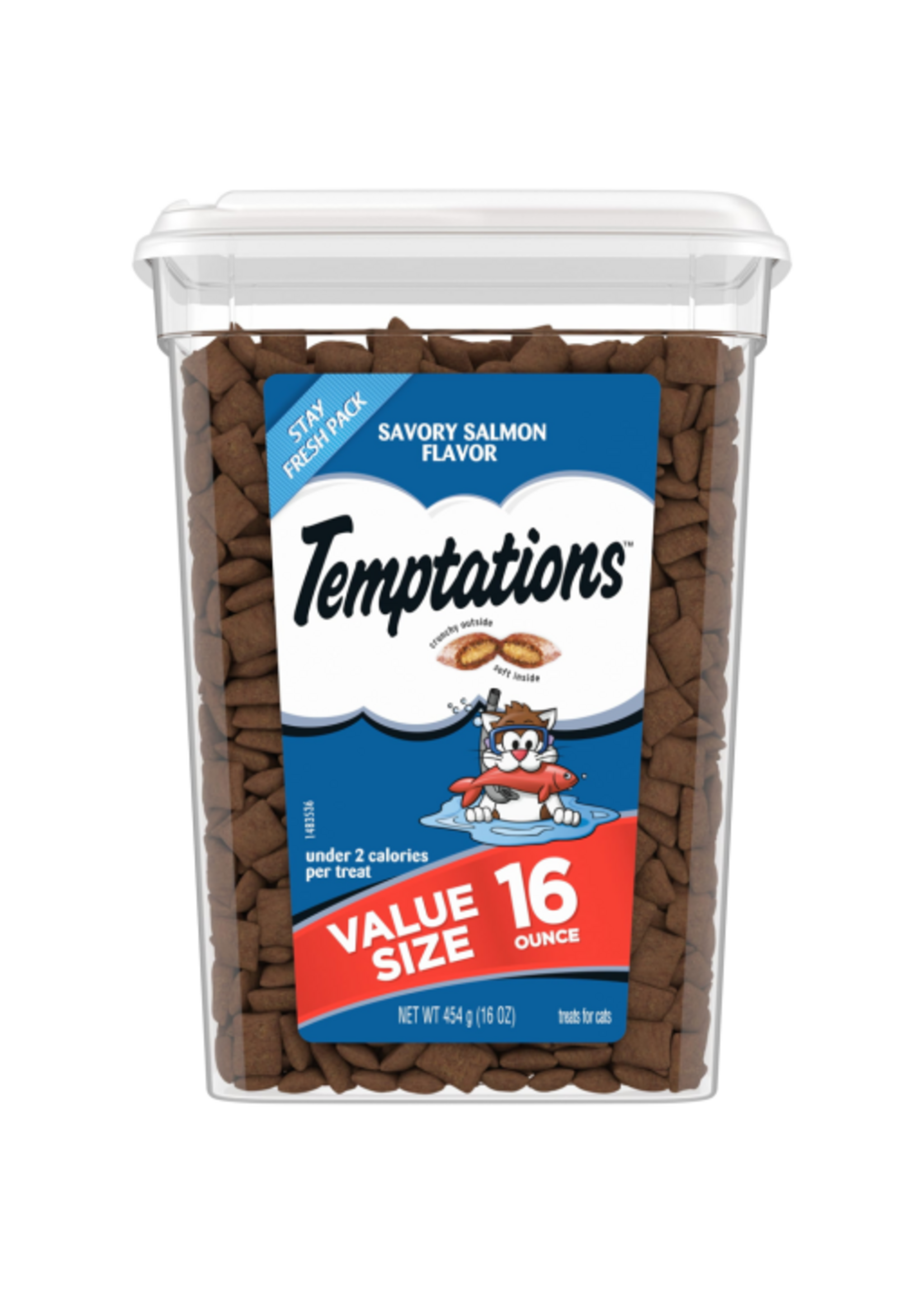 Temptations Temptations Classic Savory Salmon Flavor Crunchy And Soft Treats For Cats  16 Oz Tub
