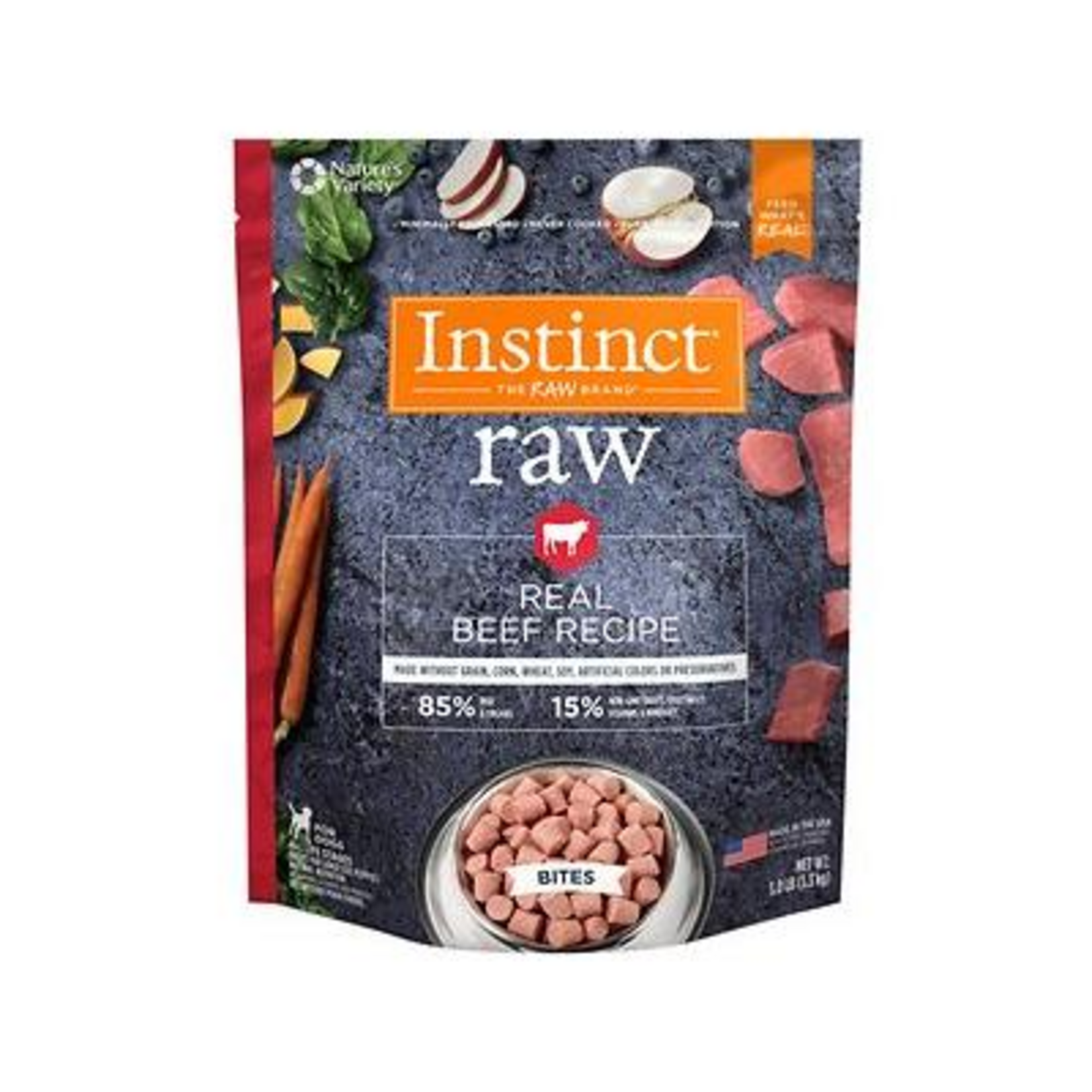 Instinct Instinct Frozen Raw Bites Grain-Free Real Beef Recipe Dog Food, 3-lb Bag