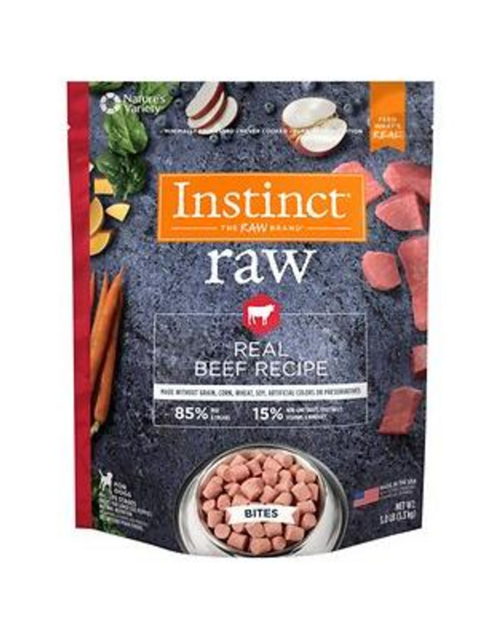 Instinct Instinct Frozen Raw Bites Grain-Free Real Beef Recipe Dog Food, 3-lb Bag
