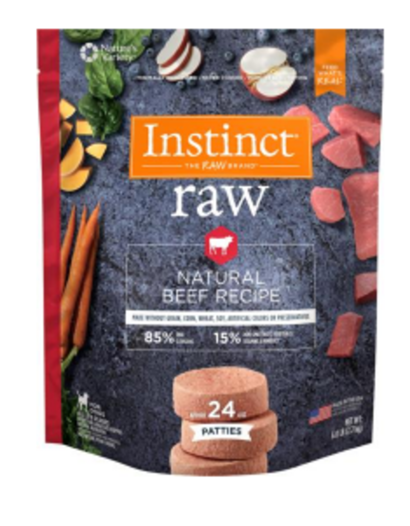 Instinct Instinct Frozen Raw Patties Grain-Free Real Beef Recipe Dog Food, 6-lb Bag