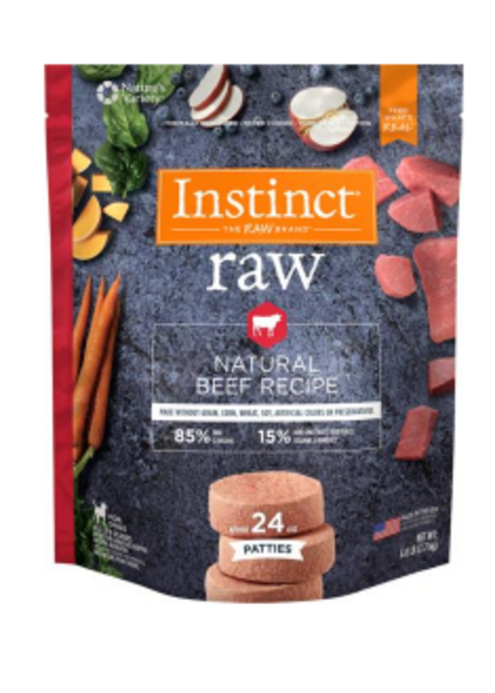 Instinct Instinct Frozen Raw Patties Grain-Free Real Beef Recipe Dog Food, 6-lb Bag