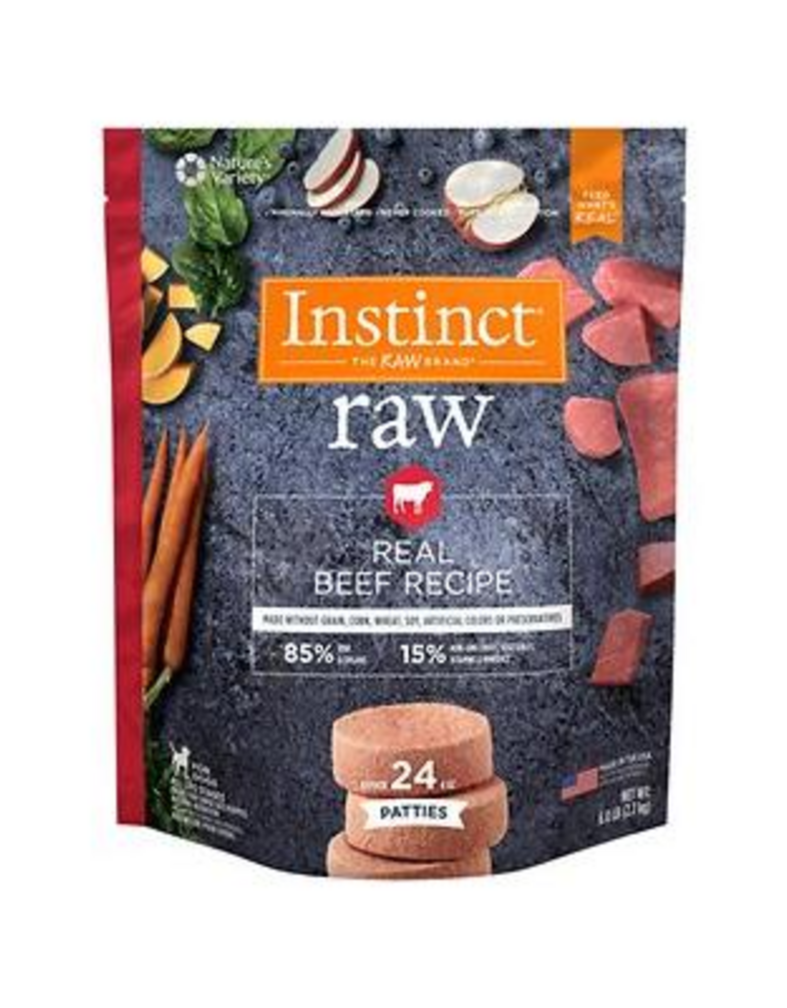 Instinct Instinct Frozen Raw Patties Grain-Free Real Beef Recipe Dog Food, 6-lb Bag