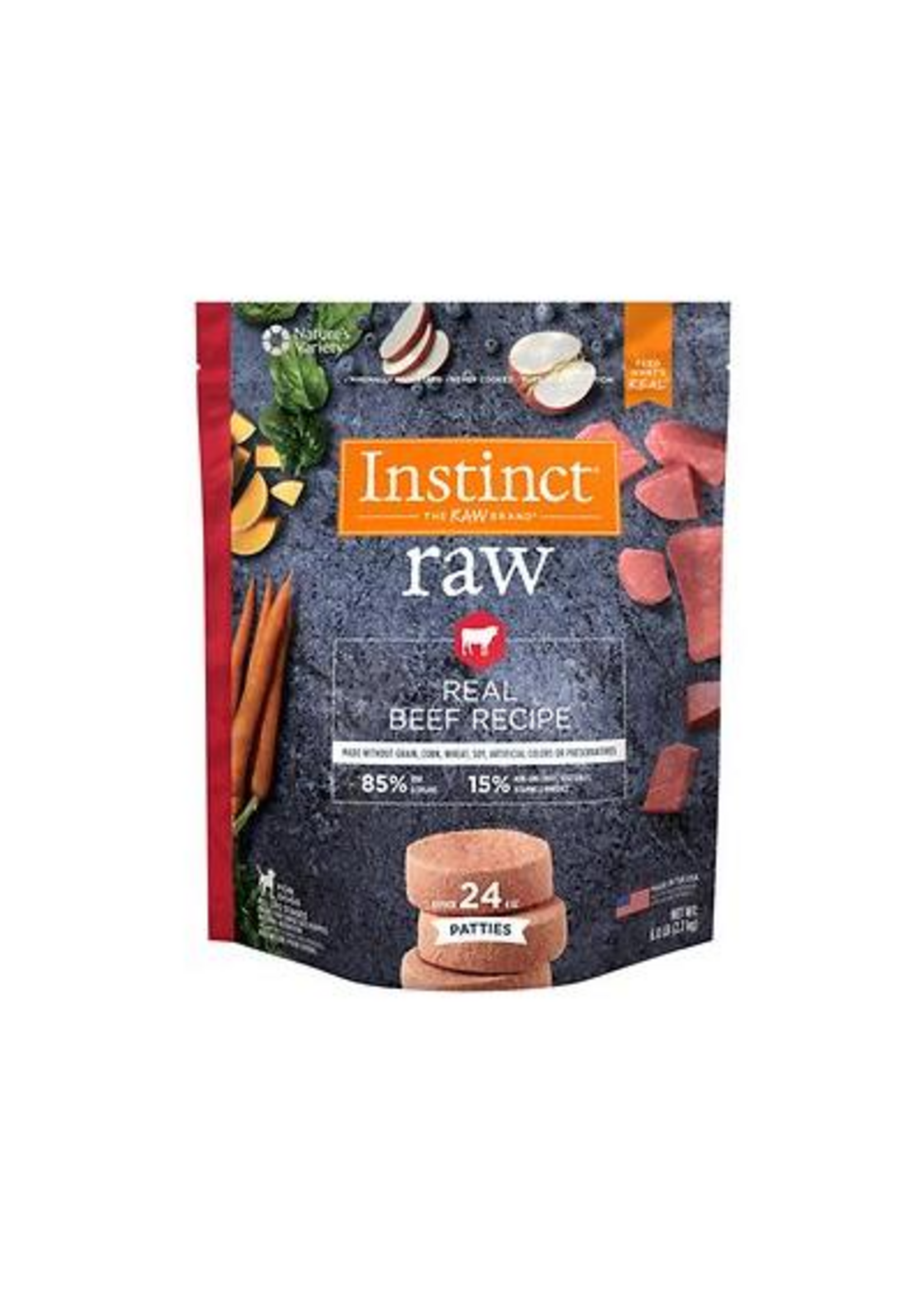 Instinct Instinct Frozen Raw Patties Grain-Free Real Beef Recipe Dog Food, 6-lb Bag