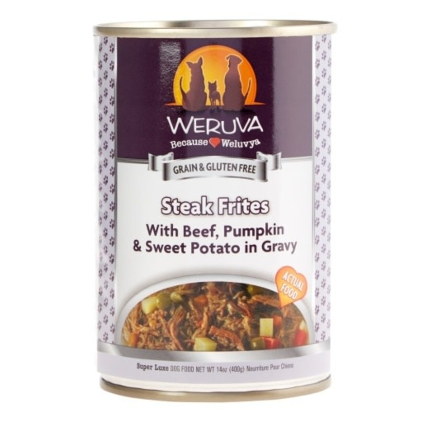 Weruva Weruva Classics Steak Frites Dinner with Beef, Pumpkin & Sweet Potato in Gravy Wet Dog Food, 14 Oz., Case of 12, 12 X 14 OZ