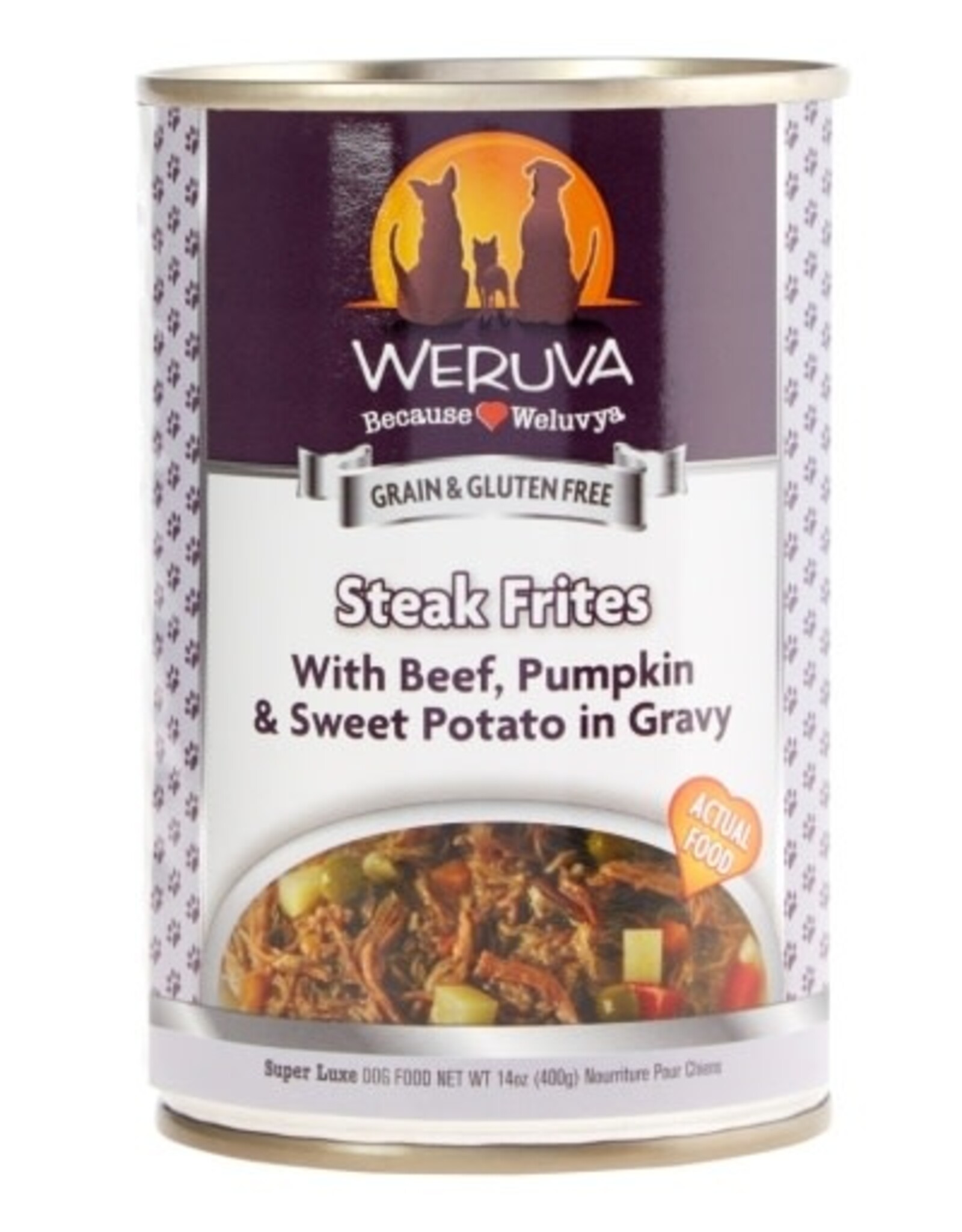 Weruva Weruva Classics Steak Frites Dinner with Beef, Pumpkin & Sweet Potato in Gravy Wet Dog Food, 14 Oz., Case of 12, 12 X 14 OZ