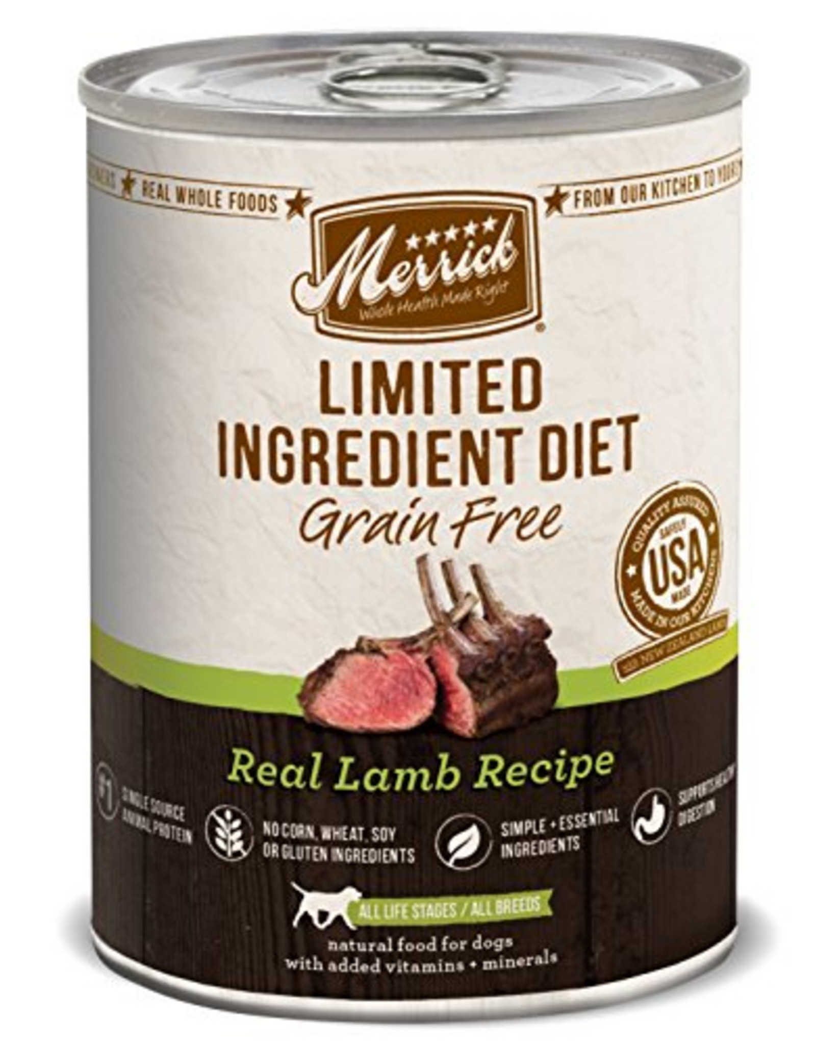 Merrick Limited Ingredient Diet Grain Free Real Lamb Recipe Wet Dog Food, 12.7 Oz., Case of 12, 12 X 12.7 OZ