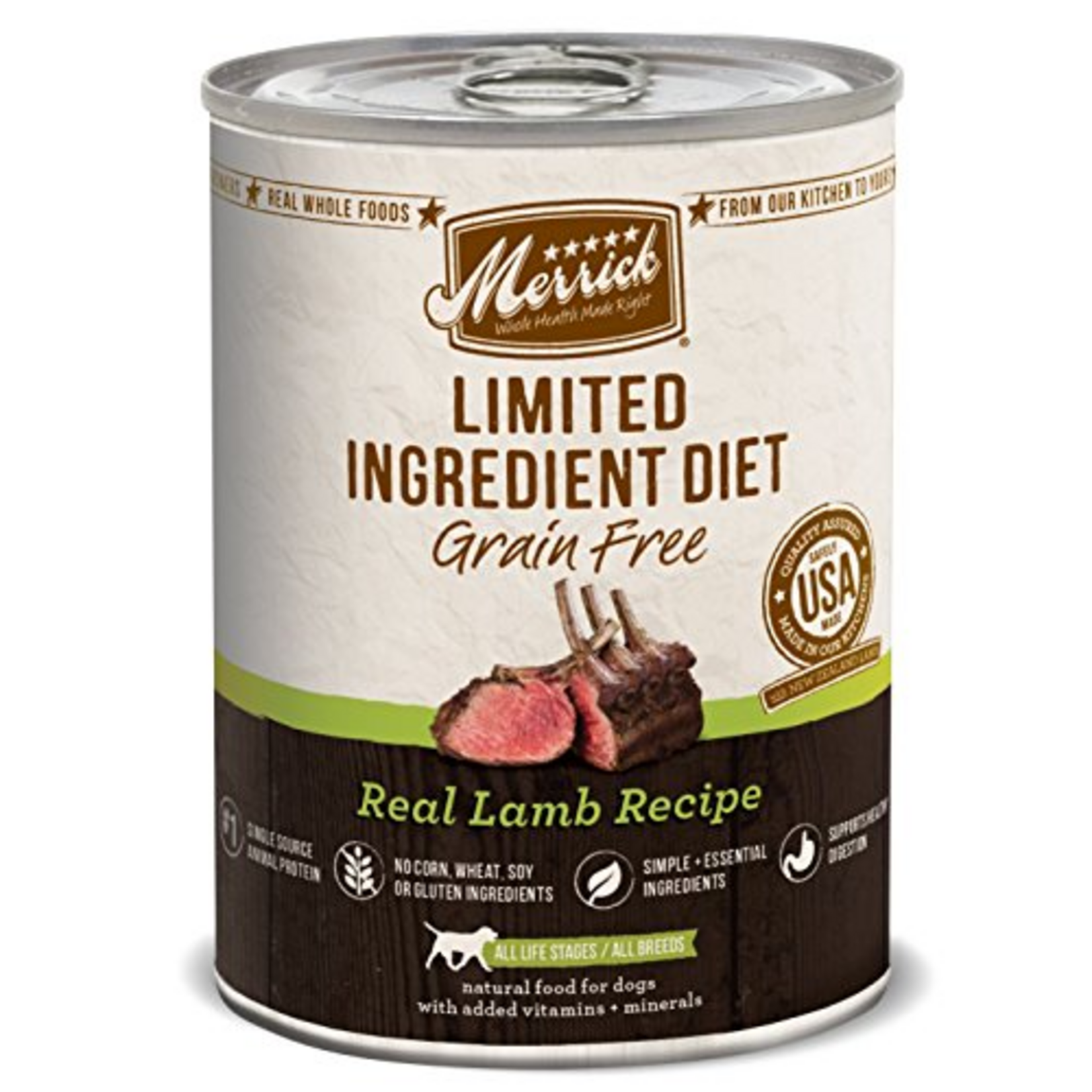 Merrick Limited Ingredient Diet Grain Free Real Lamb Recipe Wet Dog Food, 12.7 Oz., Case of 12, 12 X 12.7 OZ