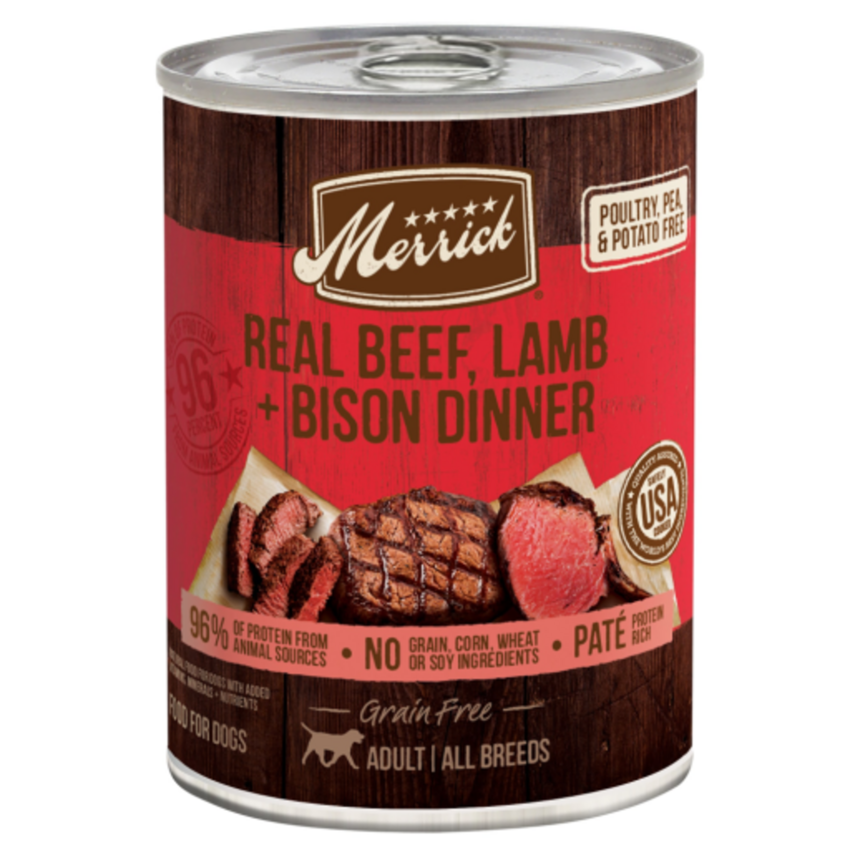 Merrick Merrick Real Beef Lamb & Buffalo Wet Dog Food Grain Free - 12.7 oz Can, CASE OF 12