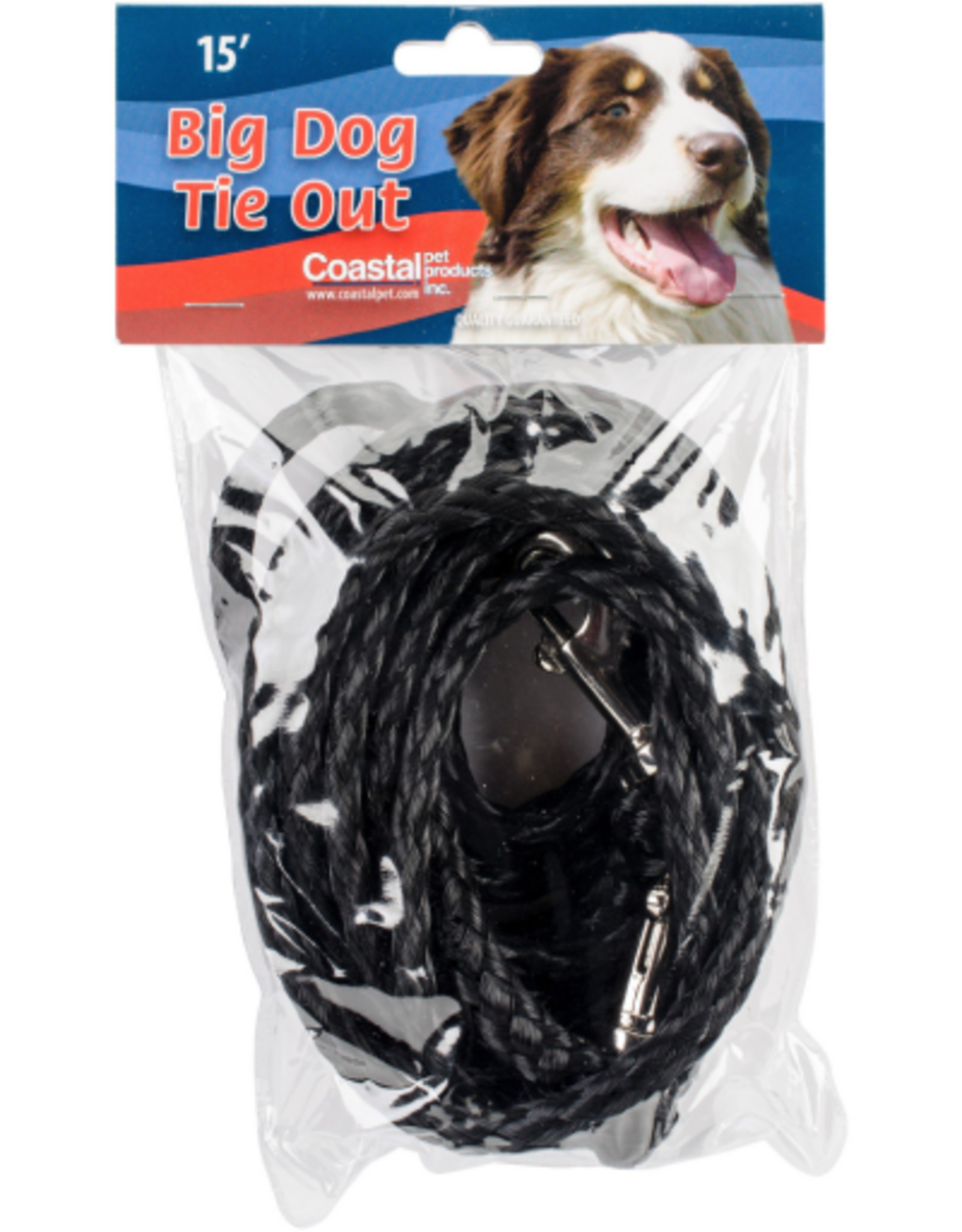 Coastal Pet Products Coastal Poly Big Dog Tie Out-Black 15'