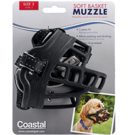 Coastal Pet Products Coastal Soft Basket Muzzle for Dogs - Black, Size 3