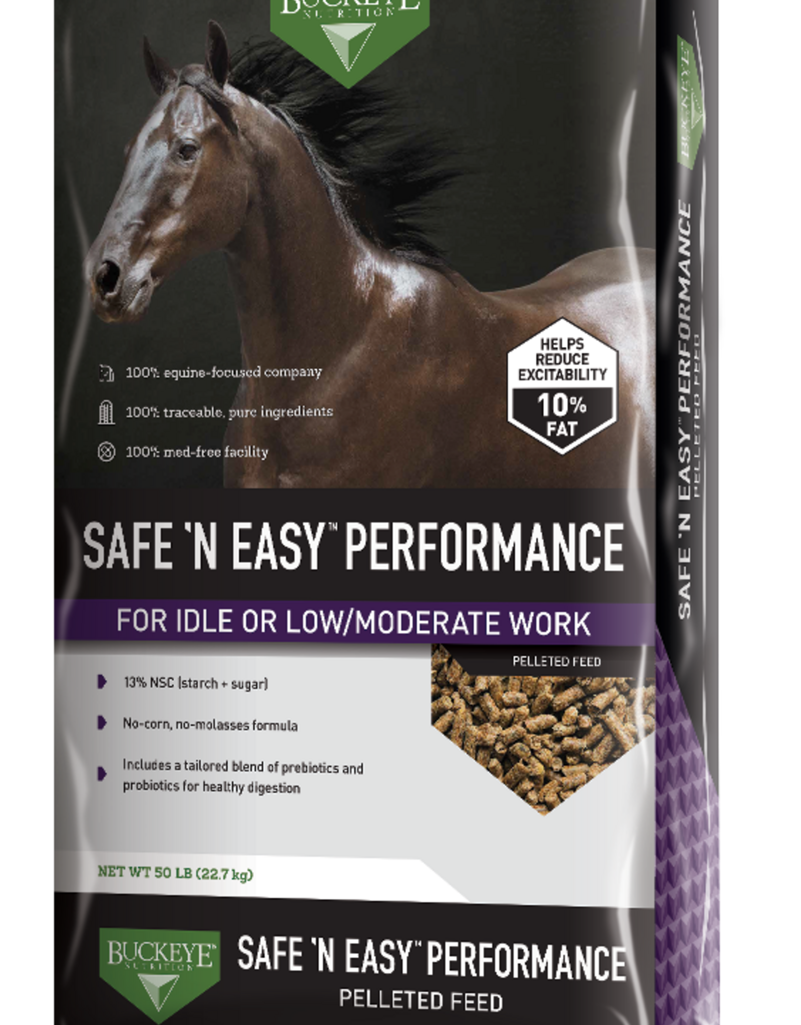 Buckeye Buckeye Safe 'N Easy Performance Pelleted Horse Feed - 50 lb