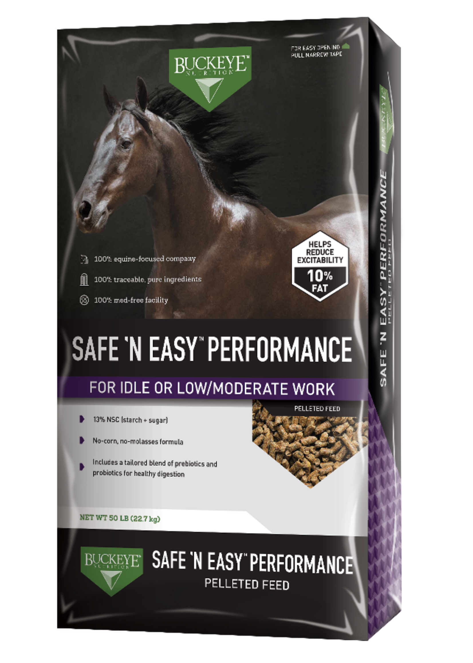 Buckeye Buckeye Safe 'N Easy Performance Pelleted Horse Feed - 50 lb