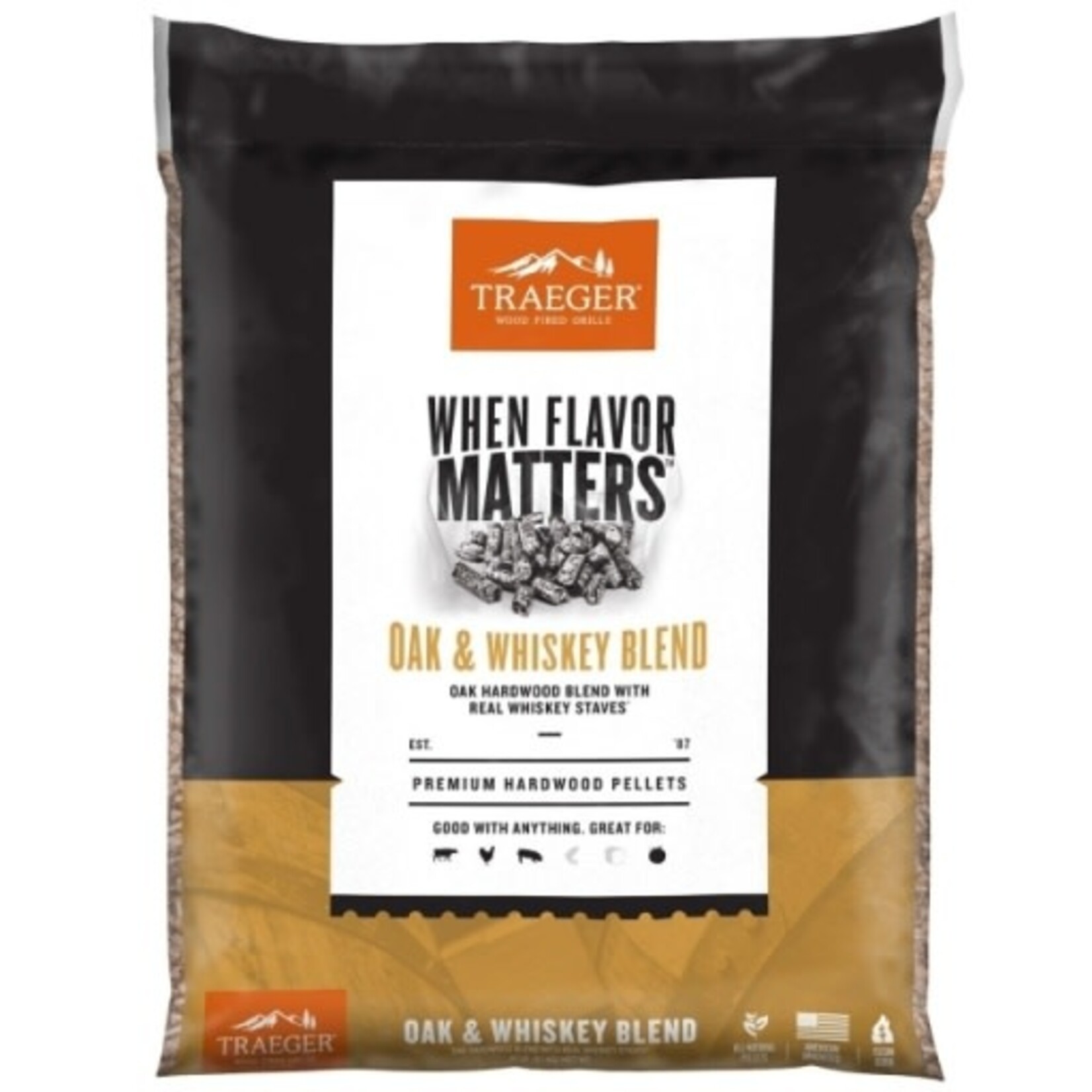 Traeger Grill Oak and Whiskey BLEND PELLETS (20LB BAG)